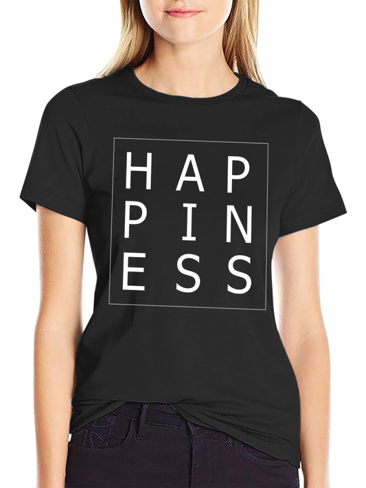 Happiness Graphic Tee - Stylish Black T-Shirt