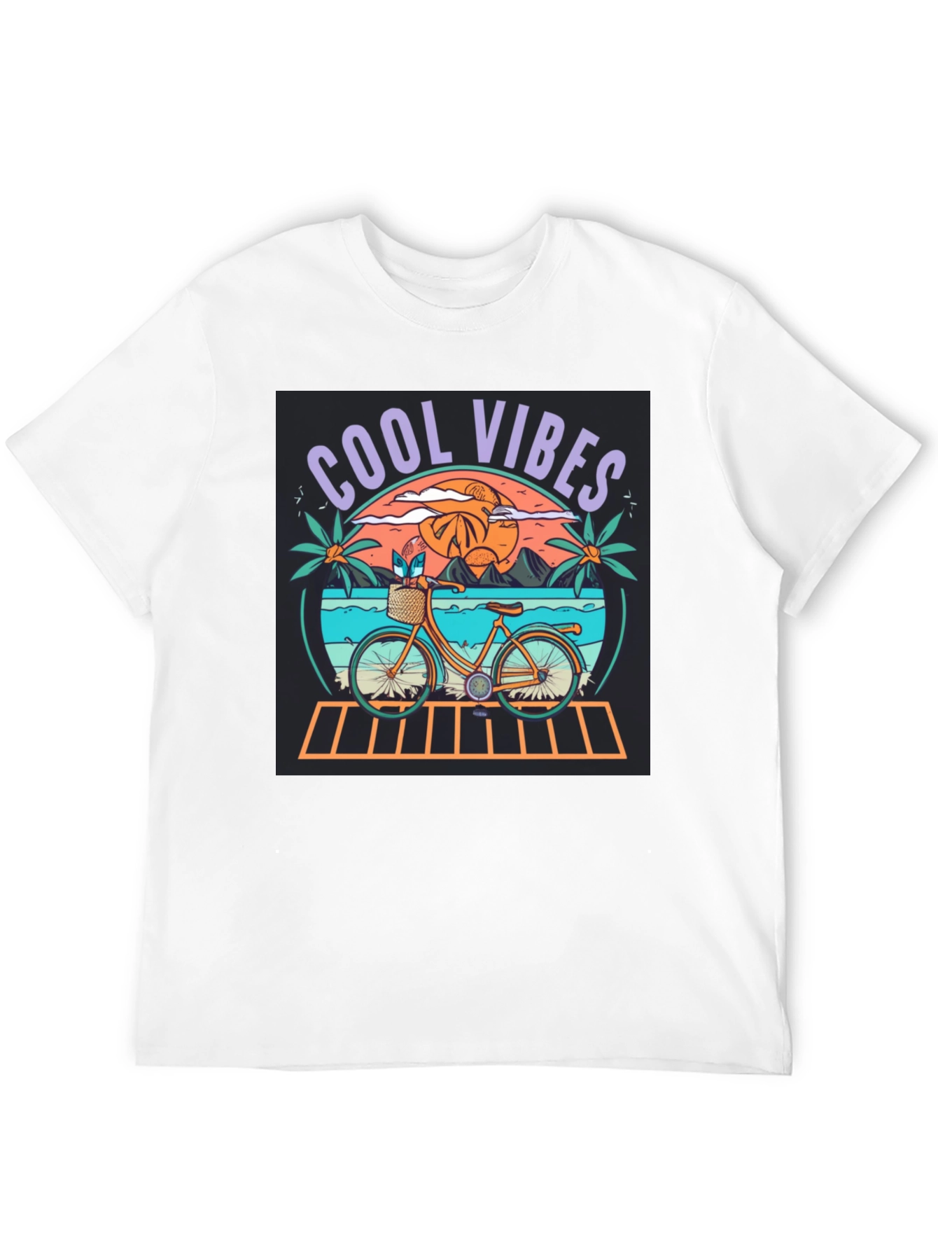 Cool Vibes Beach Bicycle Graphic T-Shirt