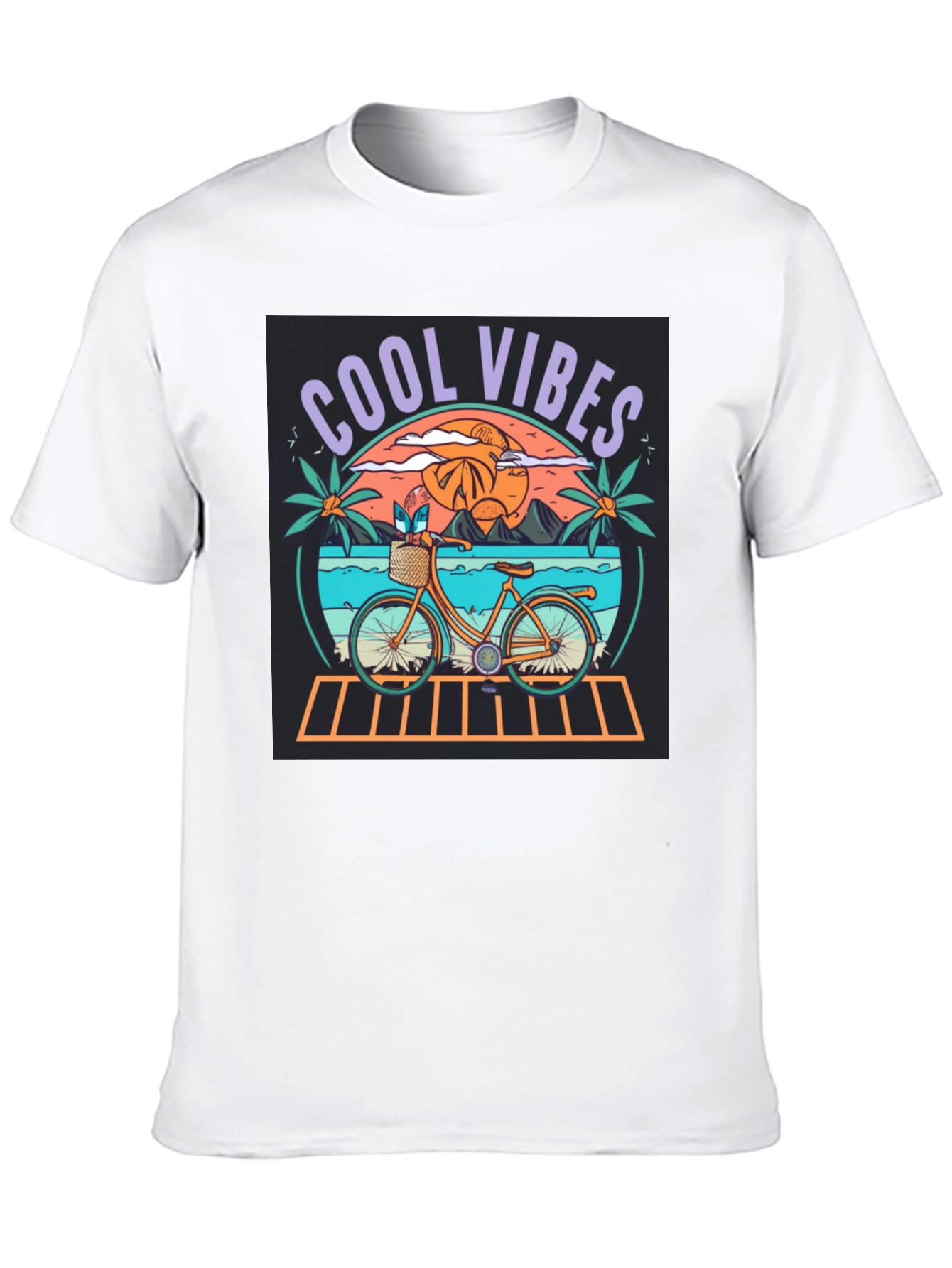 Cool Vibes Beach Bicycle Graphic T-Shirt