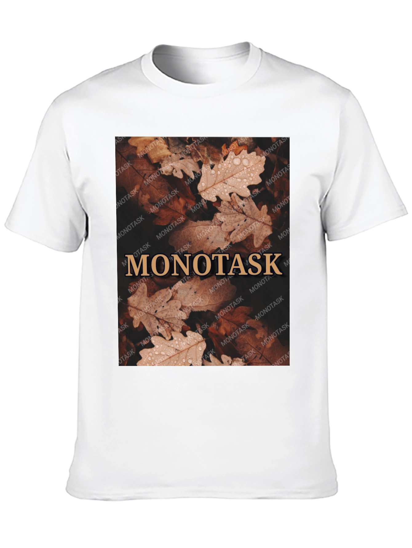 Monotask Autumn Leaves Graphic Tee - Black
