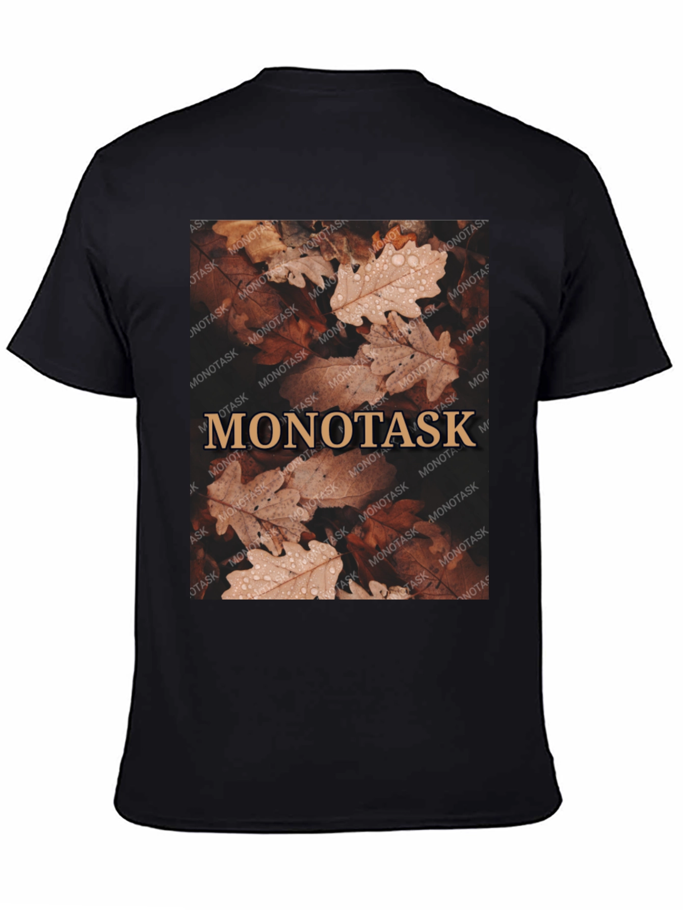 Monotask Autumn Leaves Graphic Tee - Black
