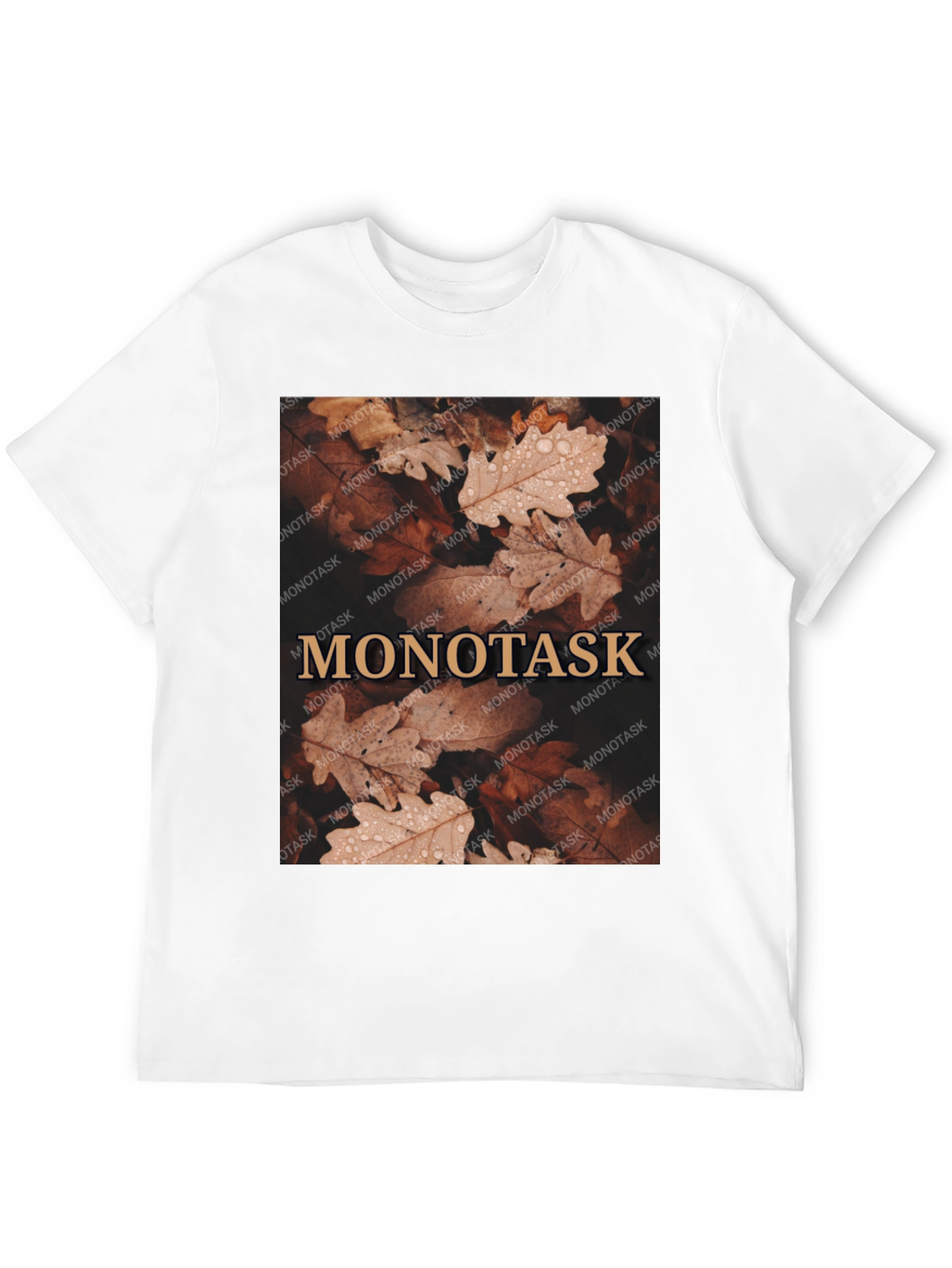 Monotask Autumn Leaves Graphic Tee - Black