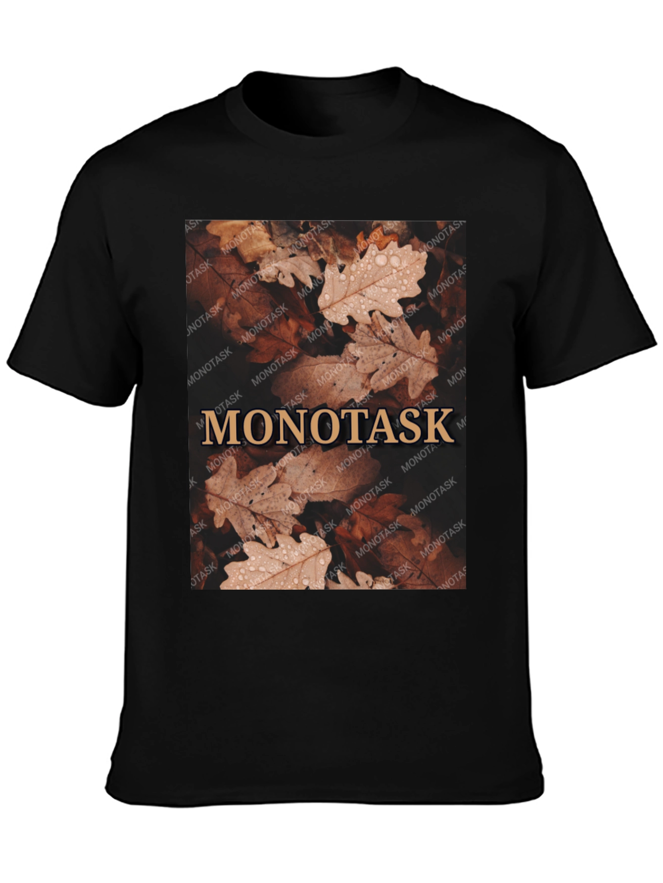 Monotask Autumn Leaves Graphic Tee - Black
