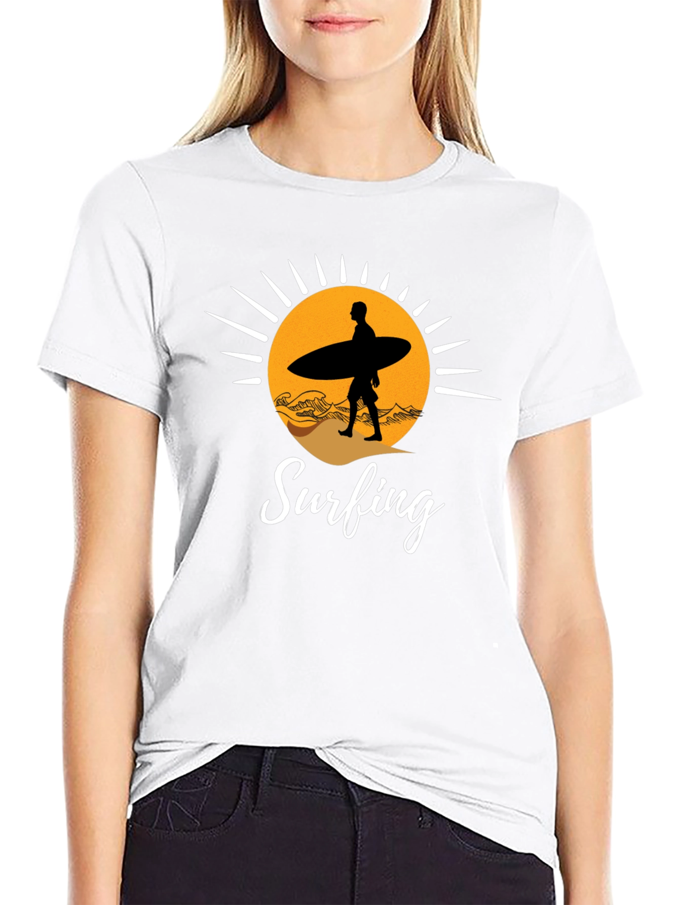 Surfing Silhouette Graphic T-Shirt