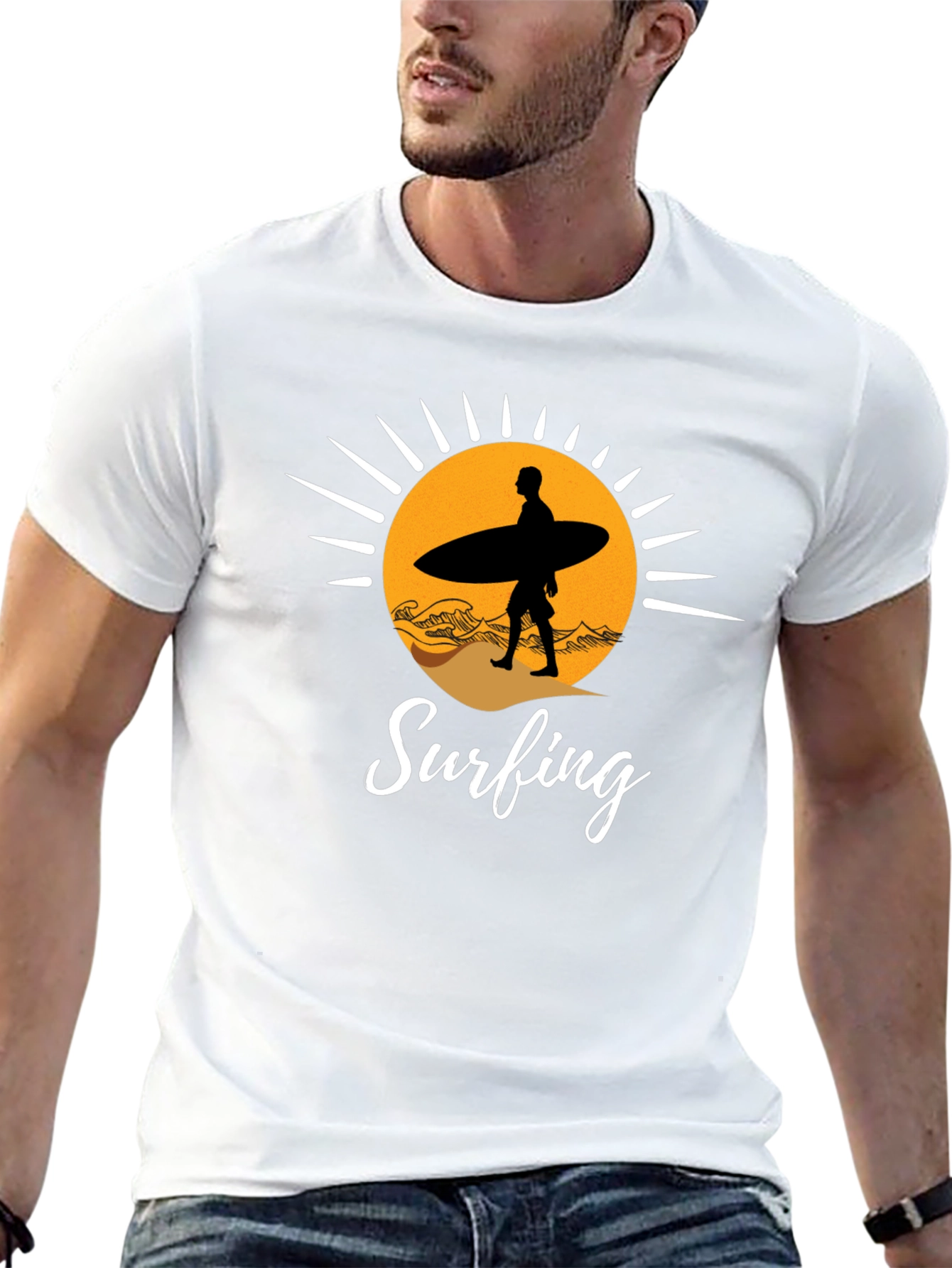 Surfing Silhouette Graphic T-Shirt