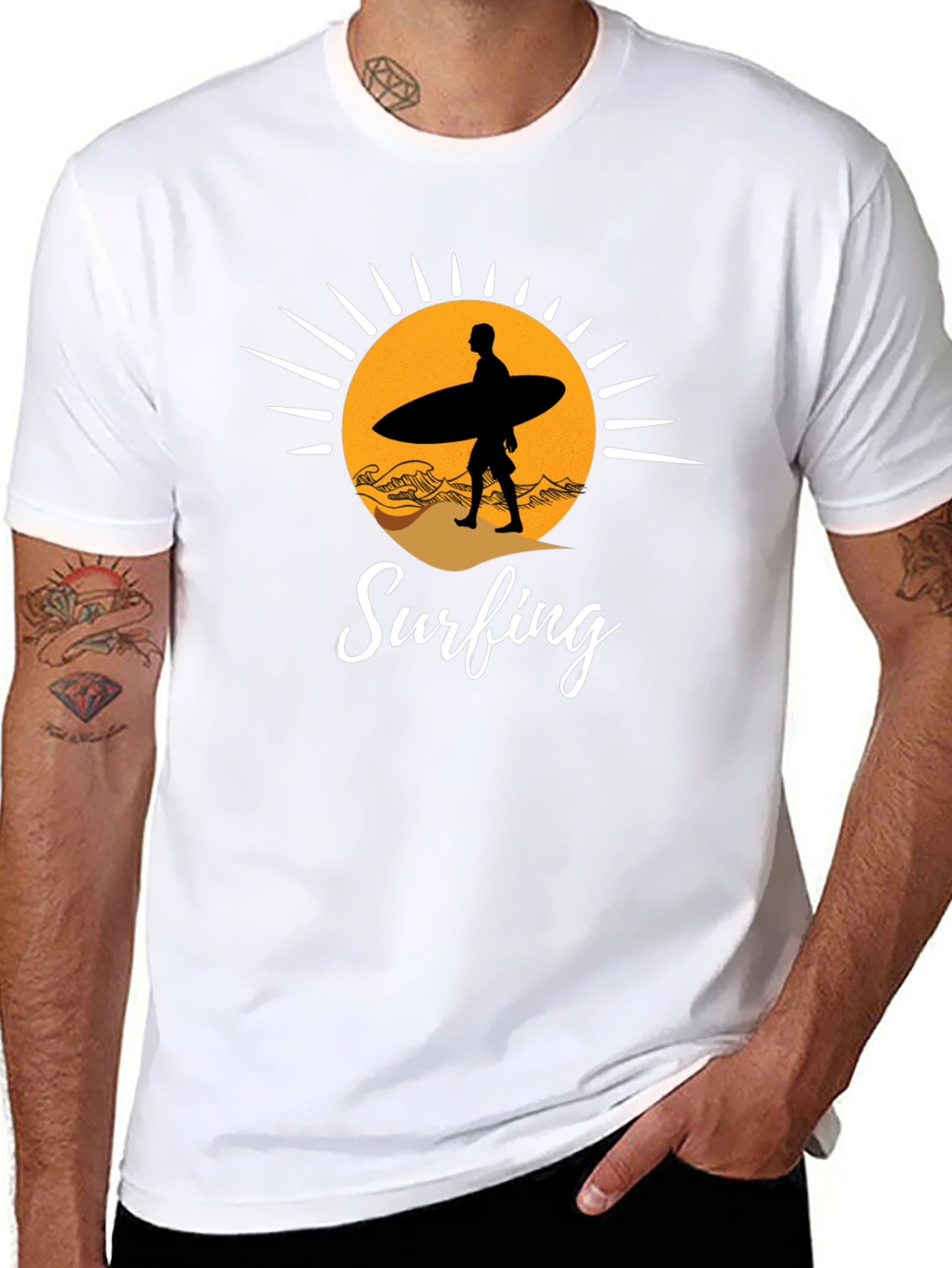 Surfing Silhouette Graphic T-Shirt