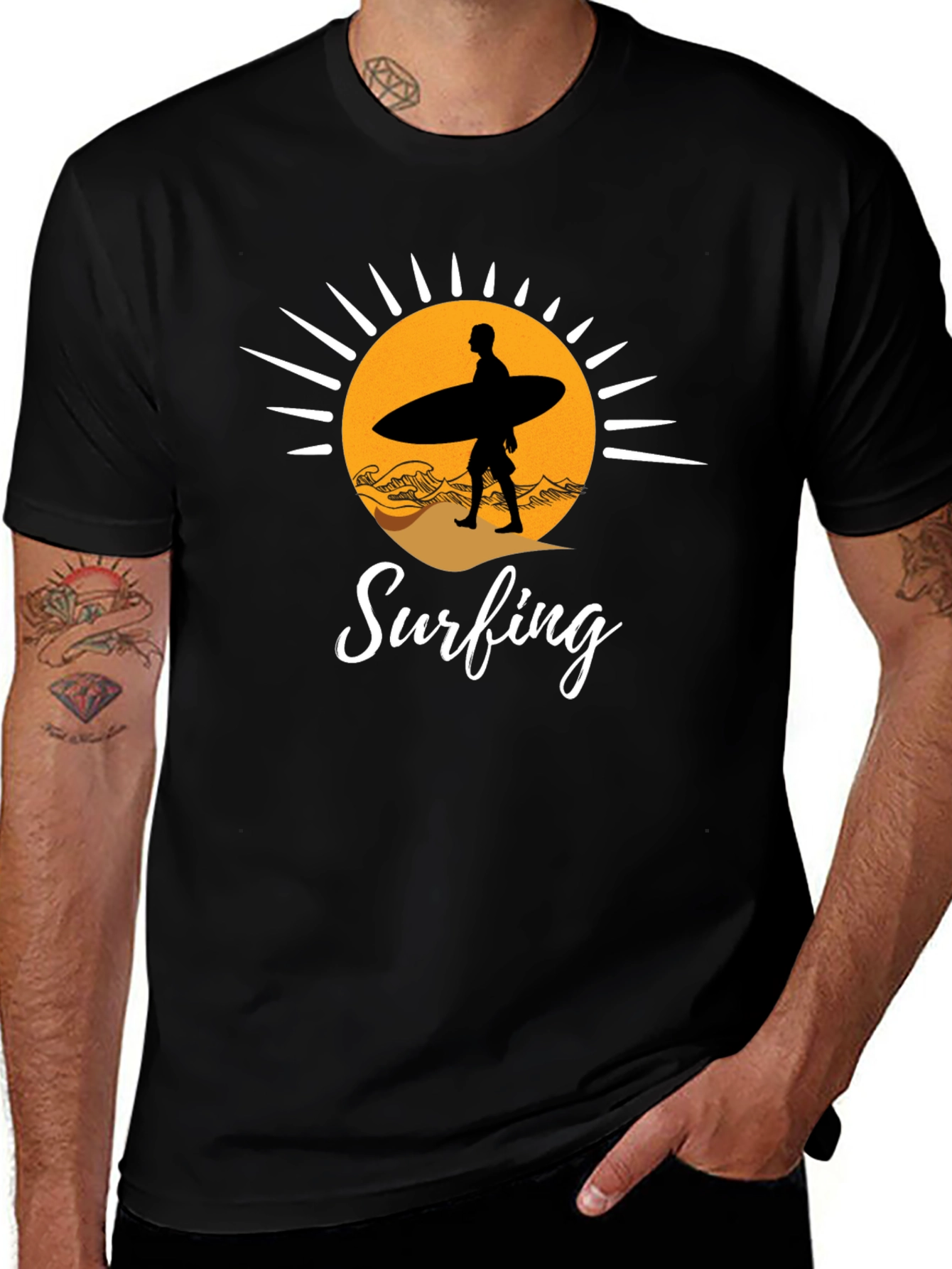 Surfing Silhouette Graphic T-Shirt