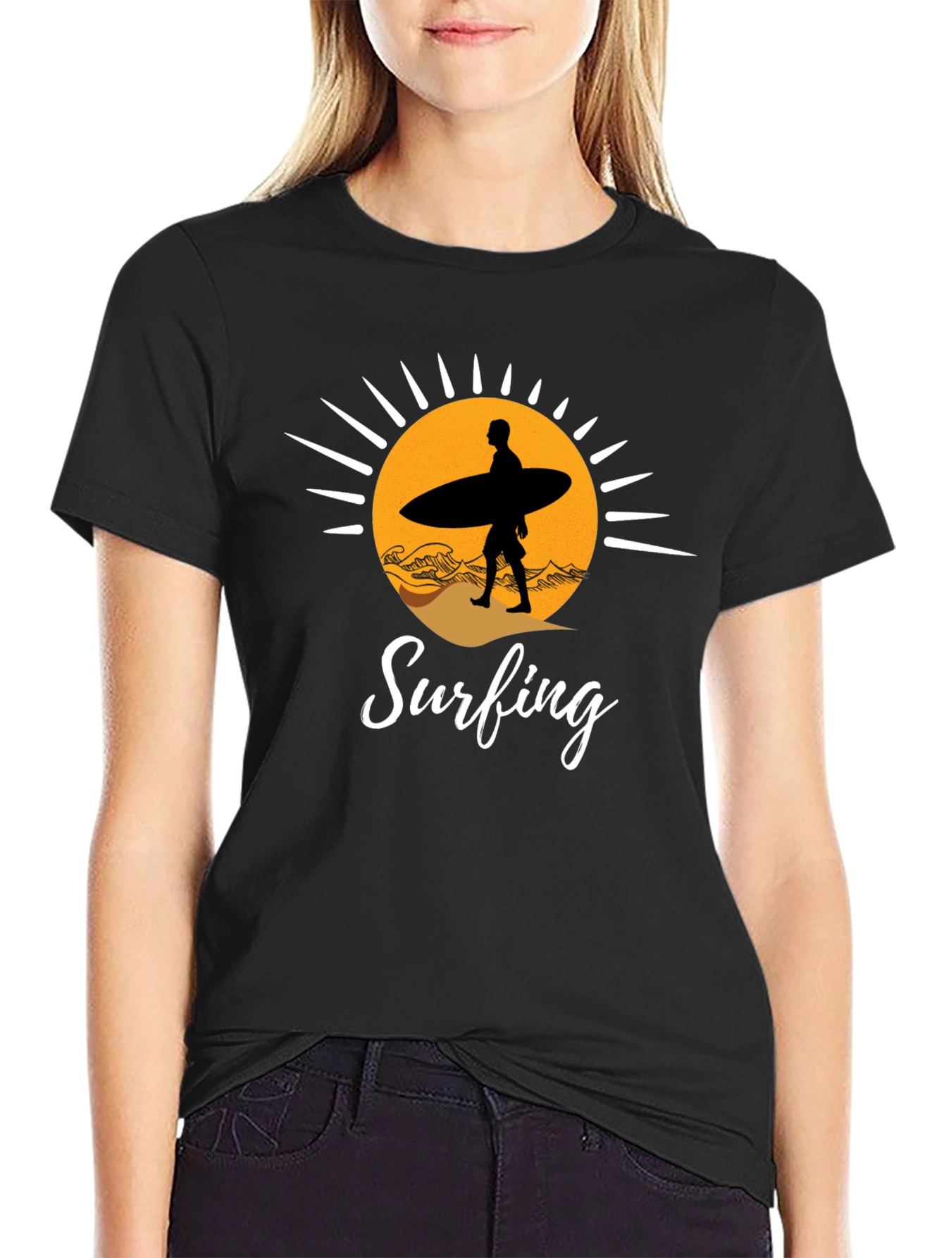 Surfing Silhouette Graphic T-Shirt