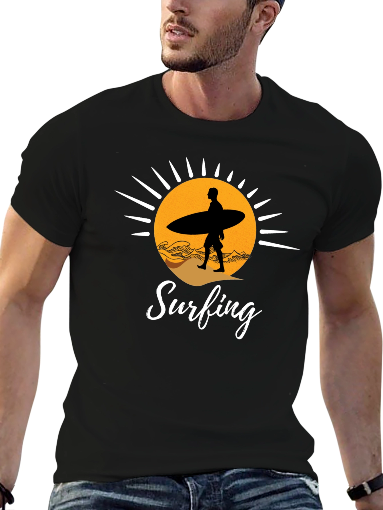 Surfing Silhouette Graphic T-Shirt