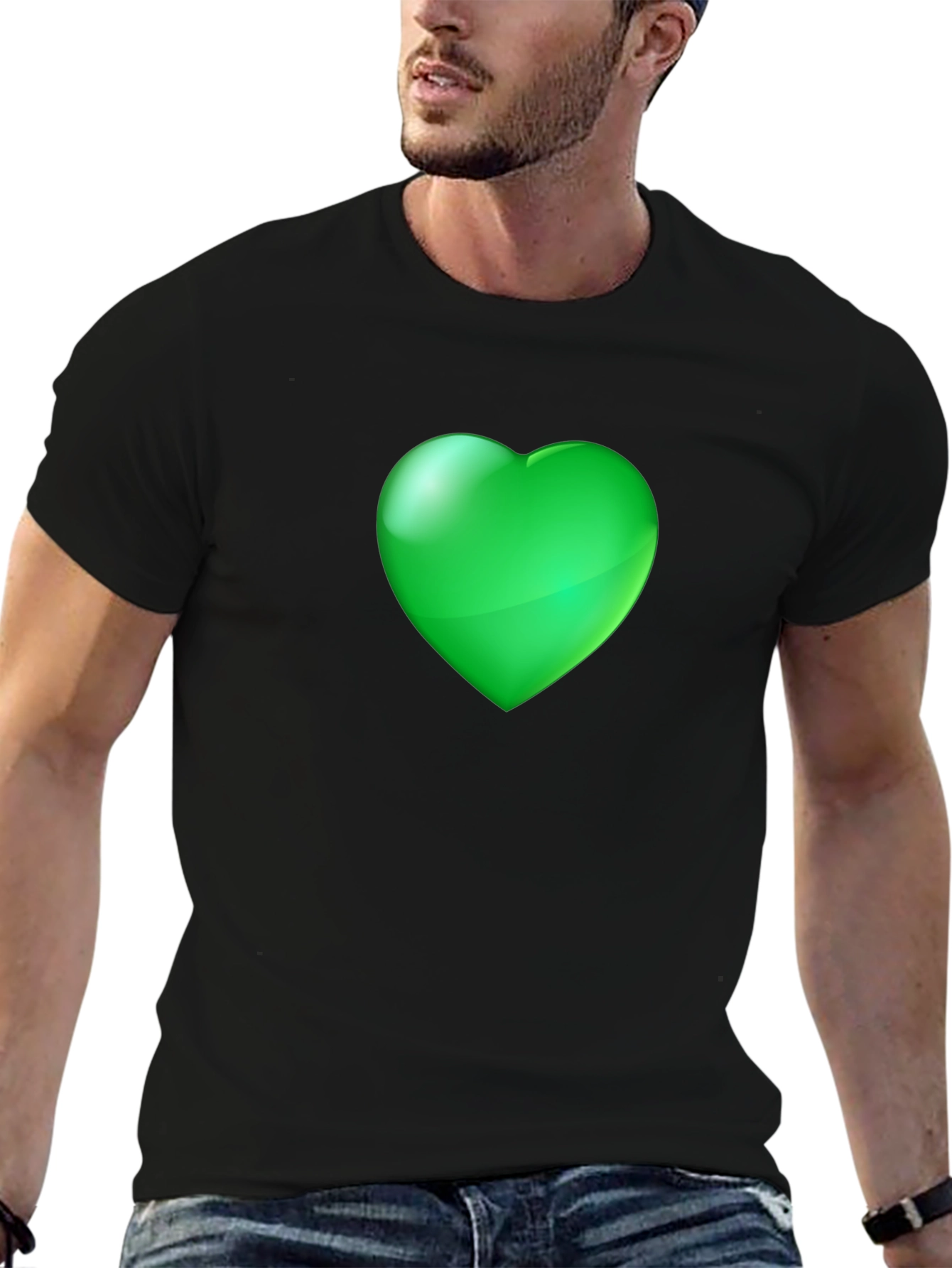 Green Heart Graphic Black Tee