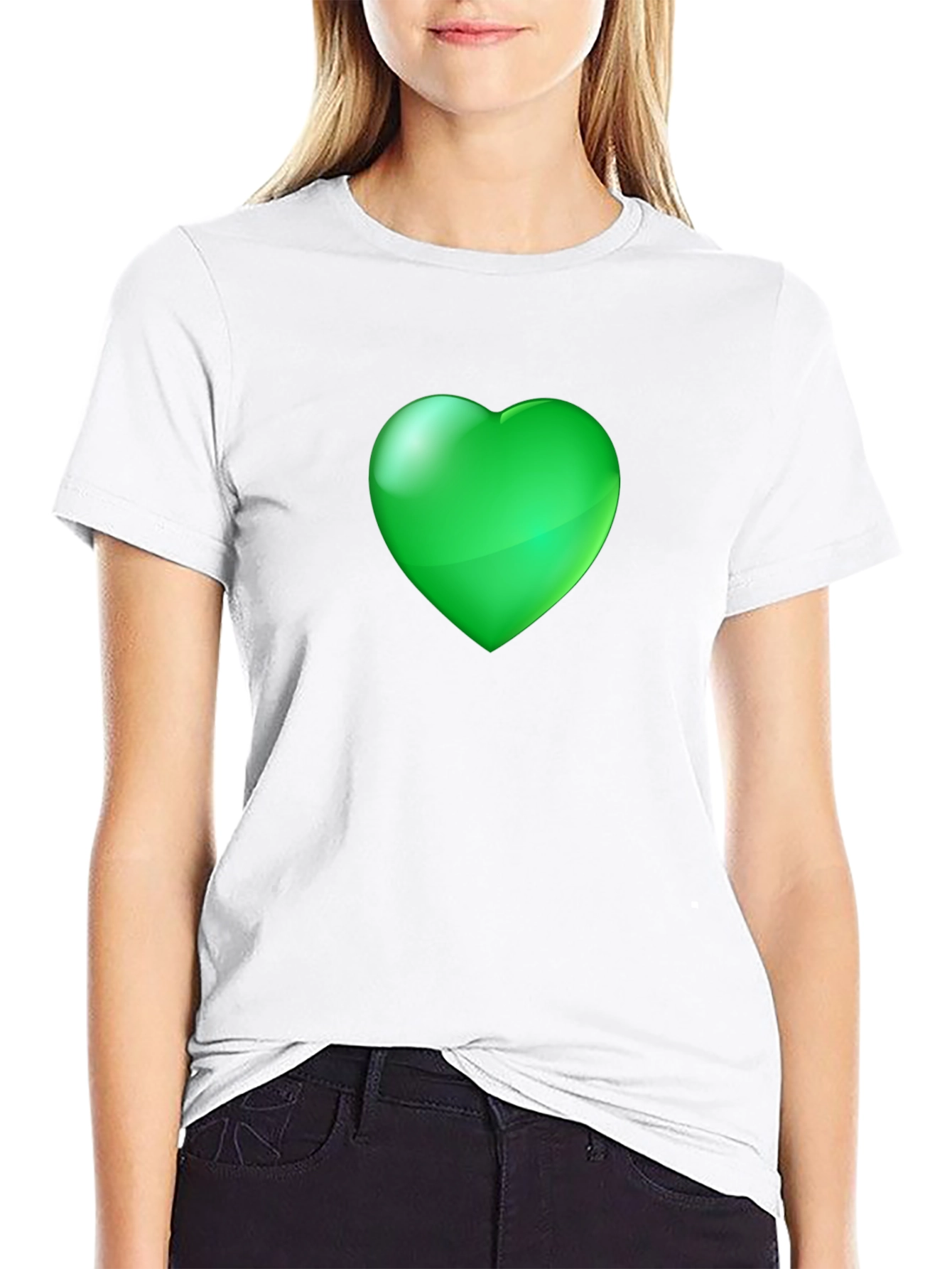 Green Heart Graphic Black Tee