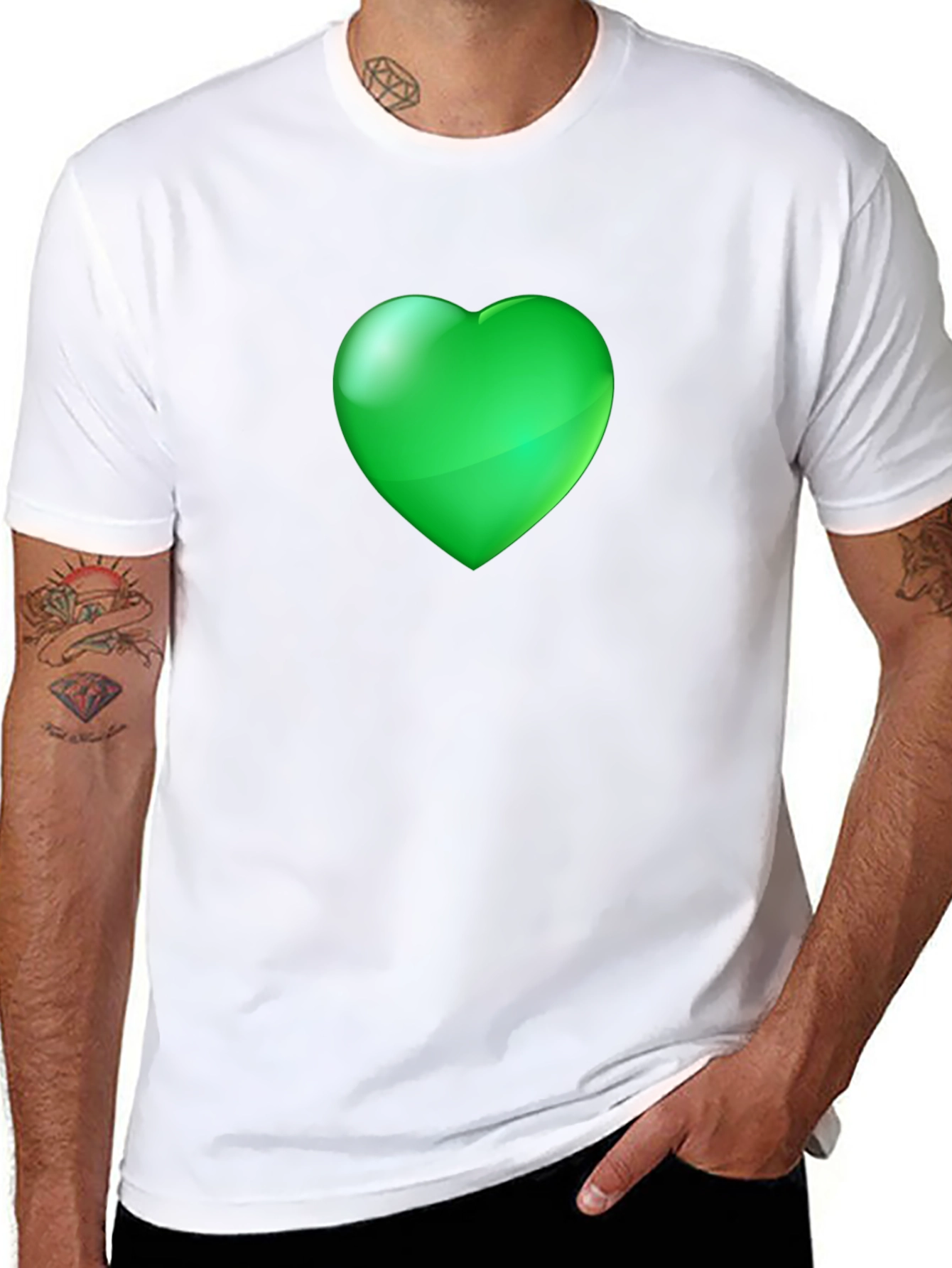 Green Heart Graphic Black Tee