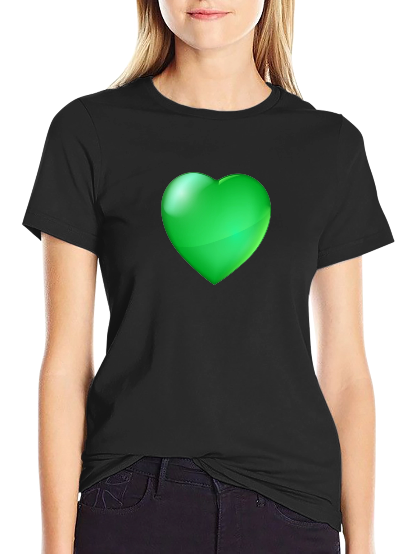 Green Heart Graphic Black Tee