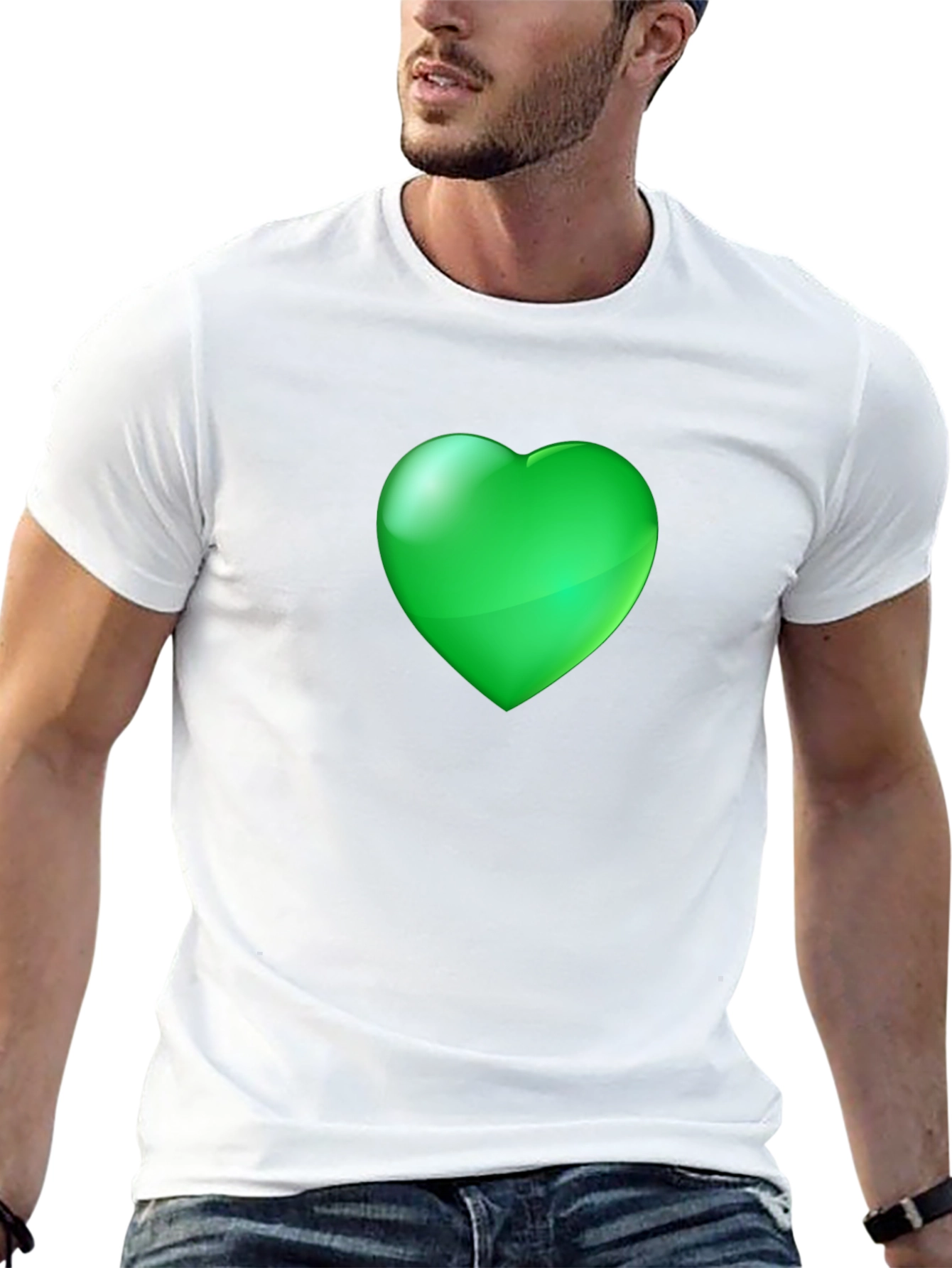 Green Heart Graphic Black Tee