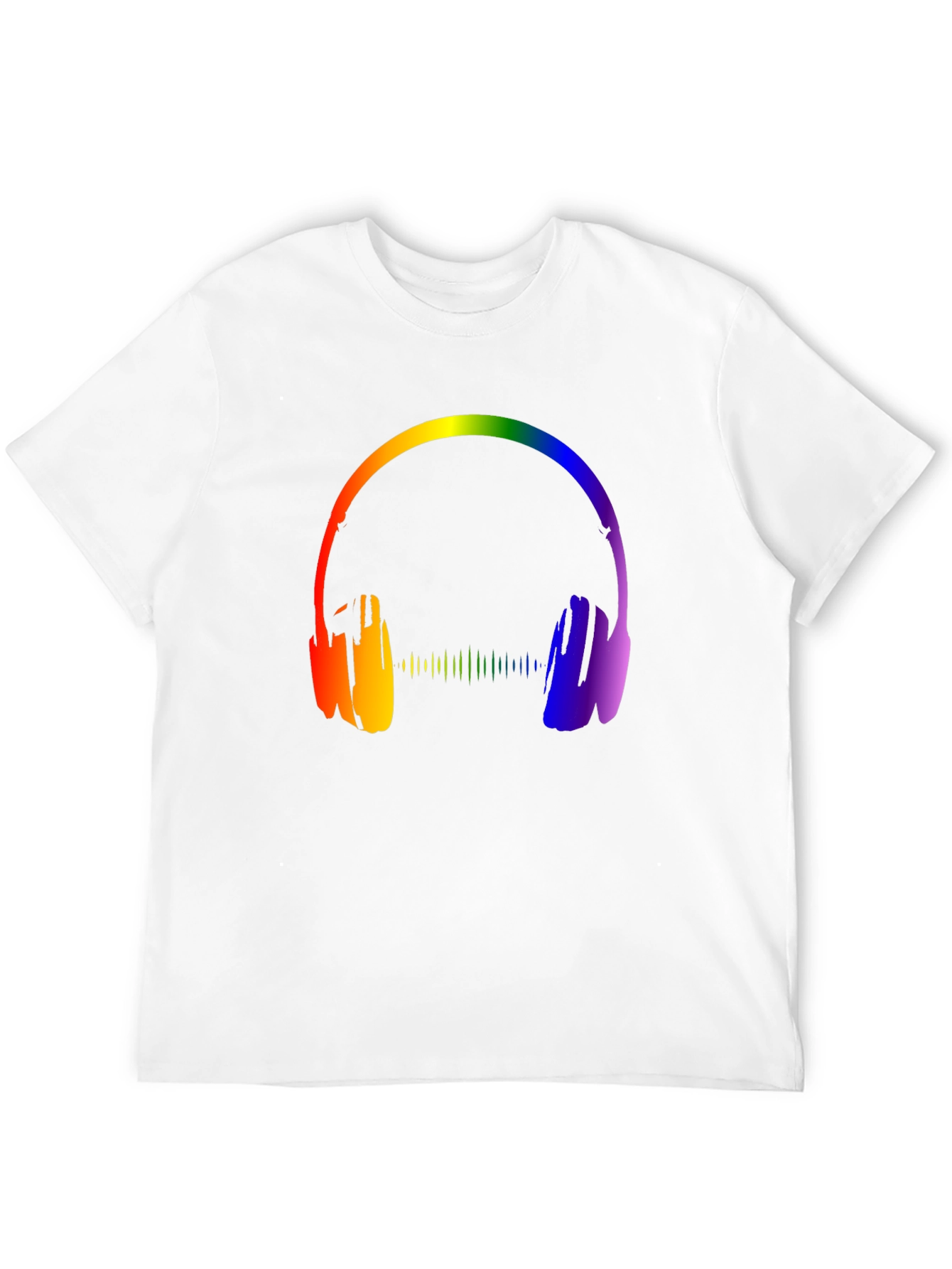 Rainbow Headphones Graphic Black T-Shirt