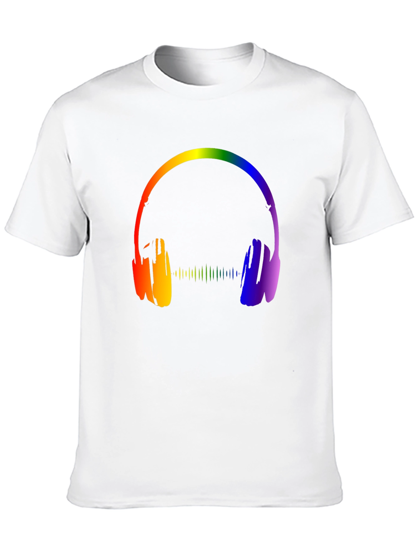 Rainbow Headphones Graphic Black T-Shirt