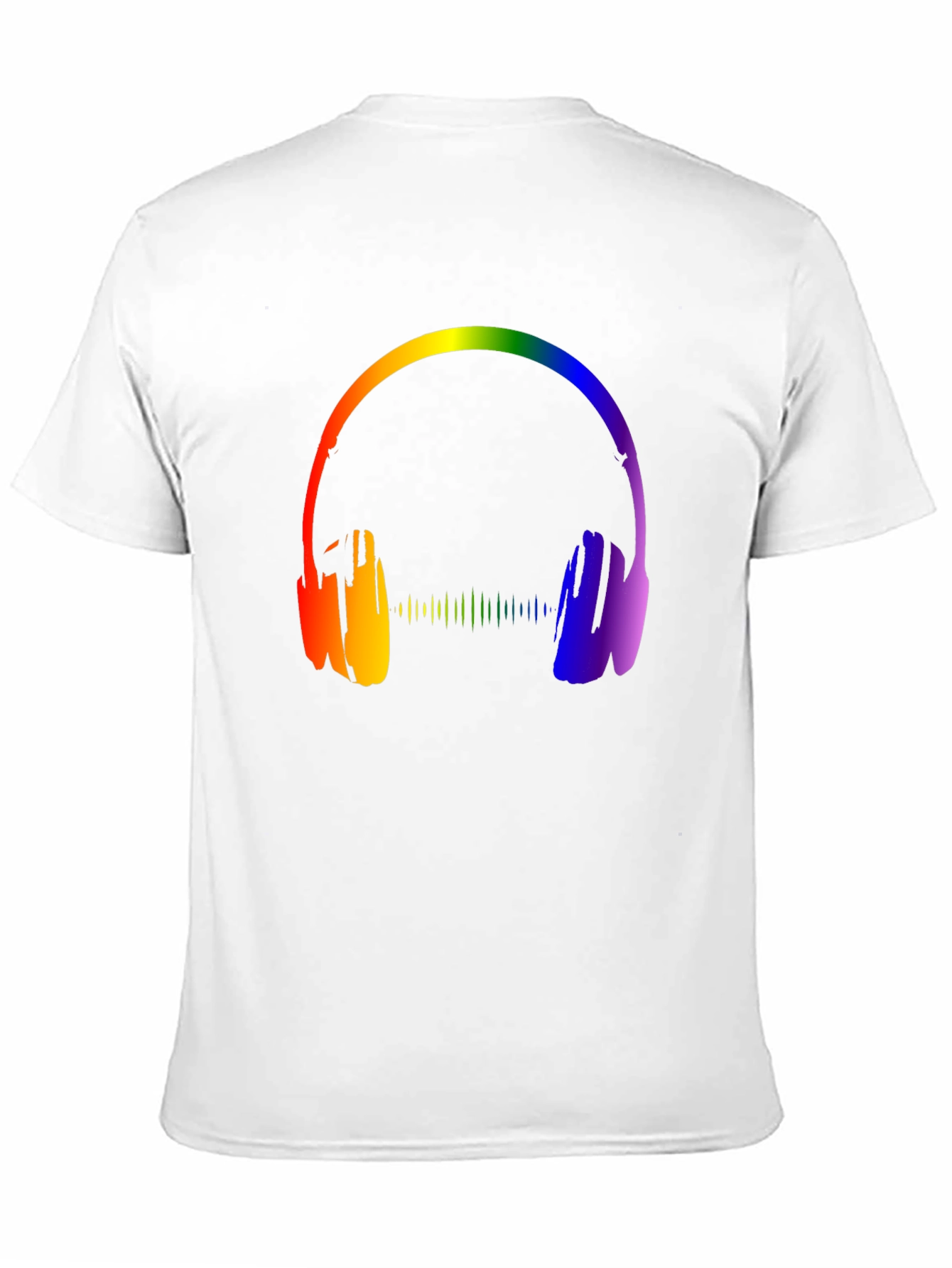 Rainbow Headphones Graphic Black T-Shirt