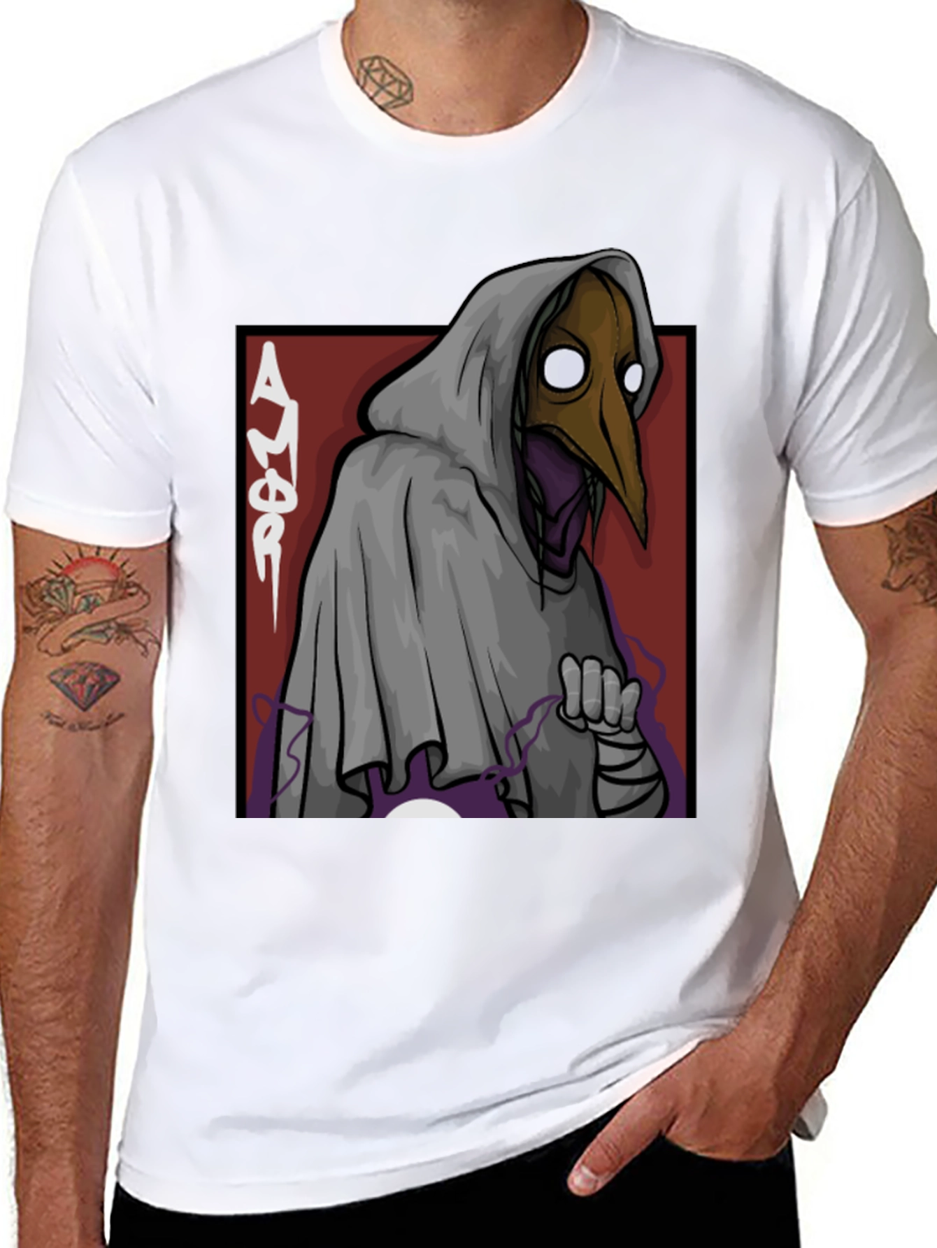 Plague Doctor Graphic Tee - Black Cotton T-Shirt
