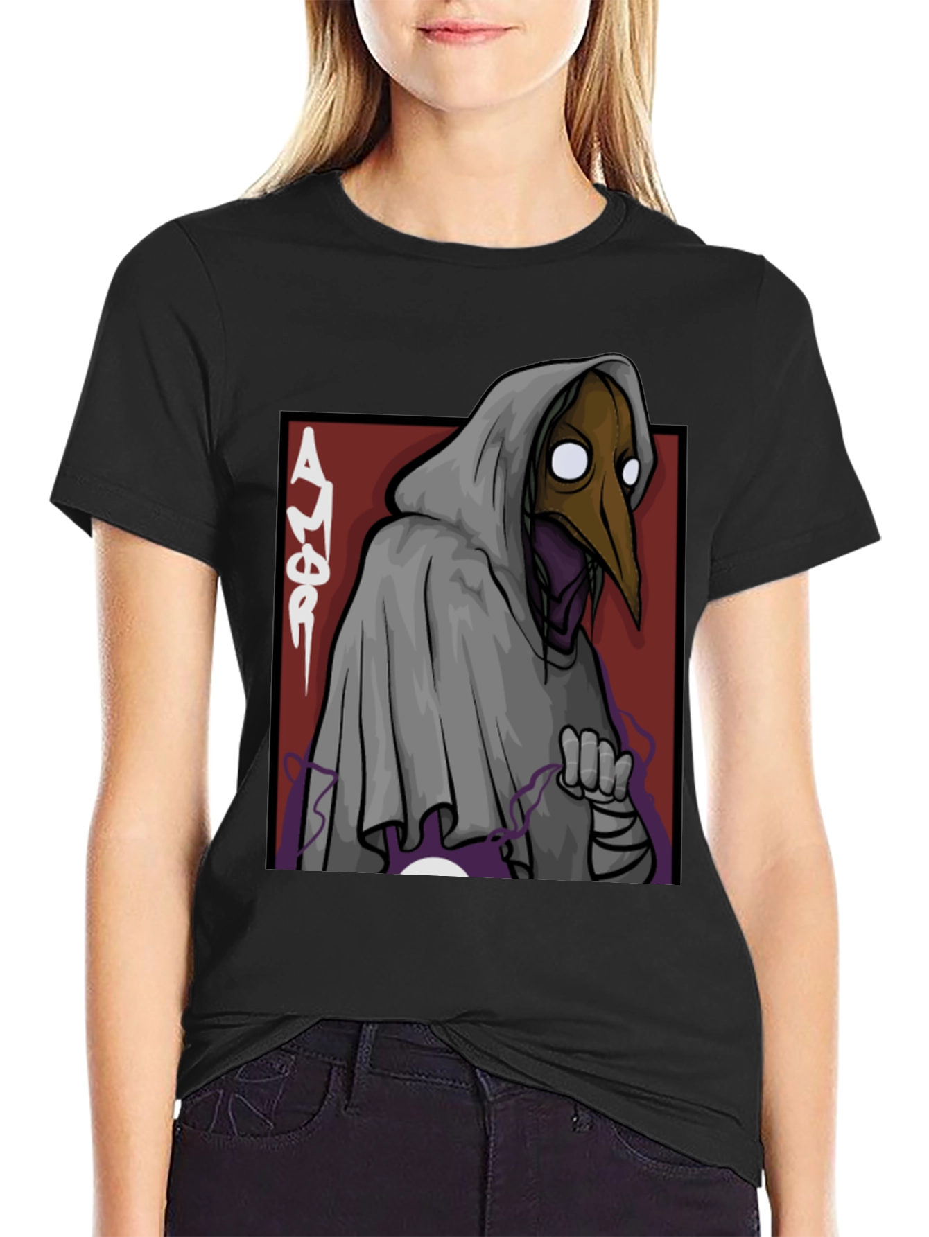 Plague Doctor Graphic Tee - Black Cotton T-Shirt