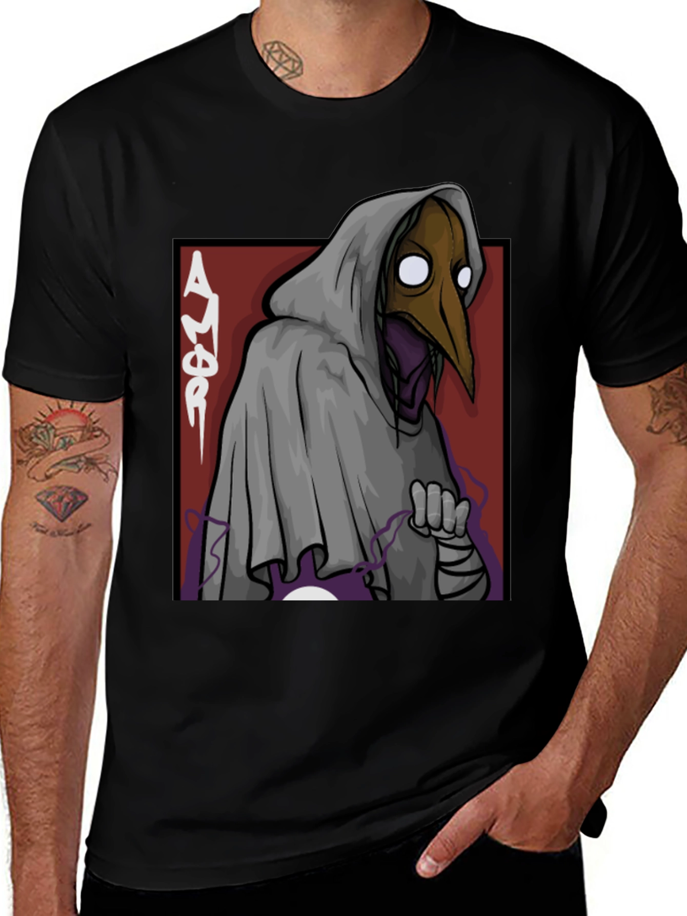 Plague Doctor Graphic Tee - Black Cotton T-Shirt