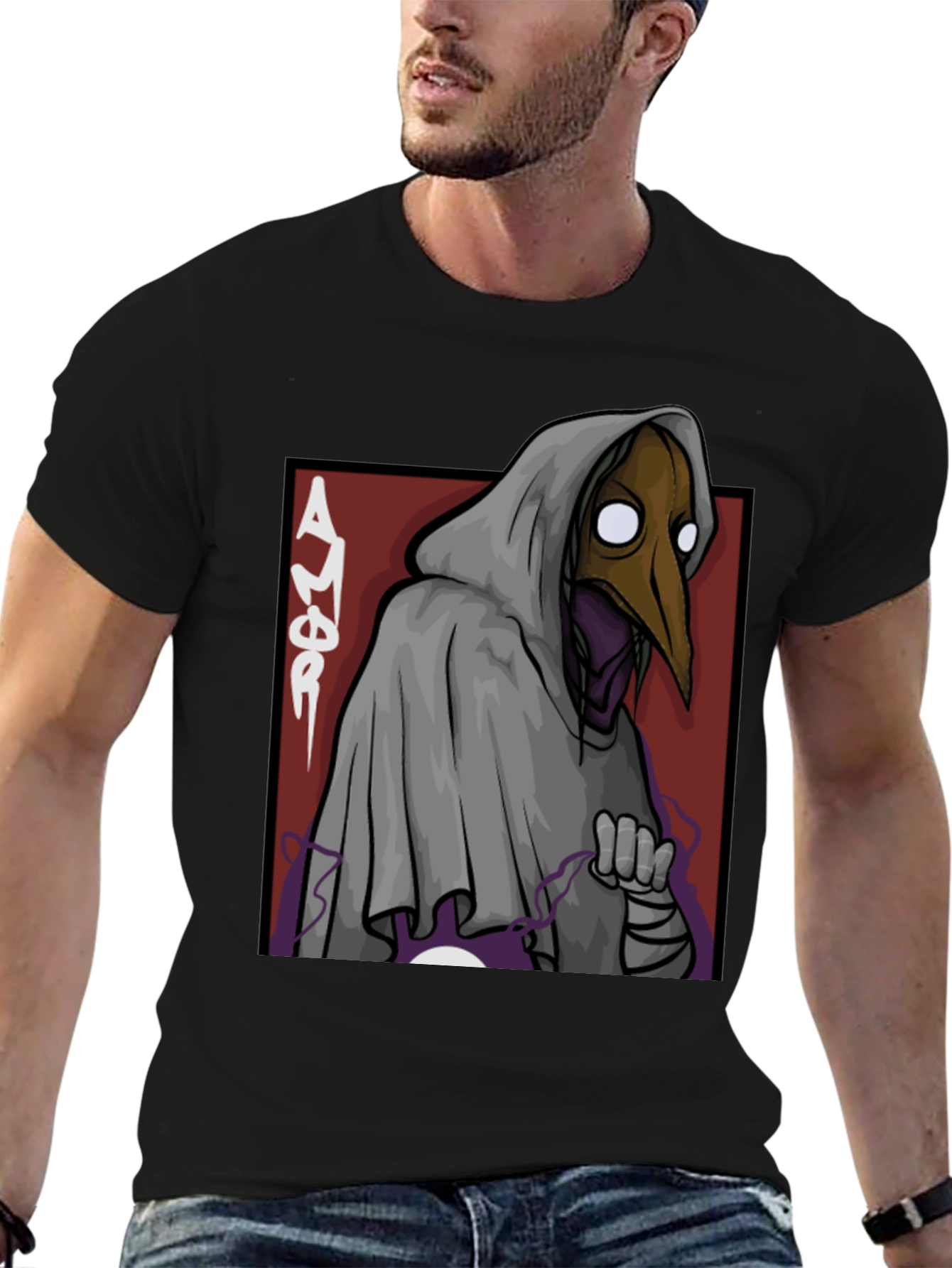 Plague Doctor Graphic Tee - Black Cotton T-Shirt