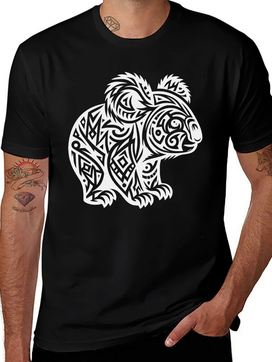 Tribal Koala Bear Black T-Shirt