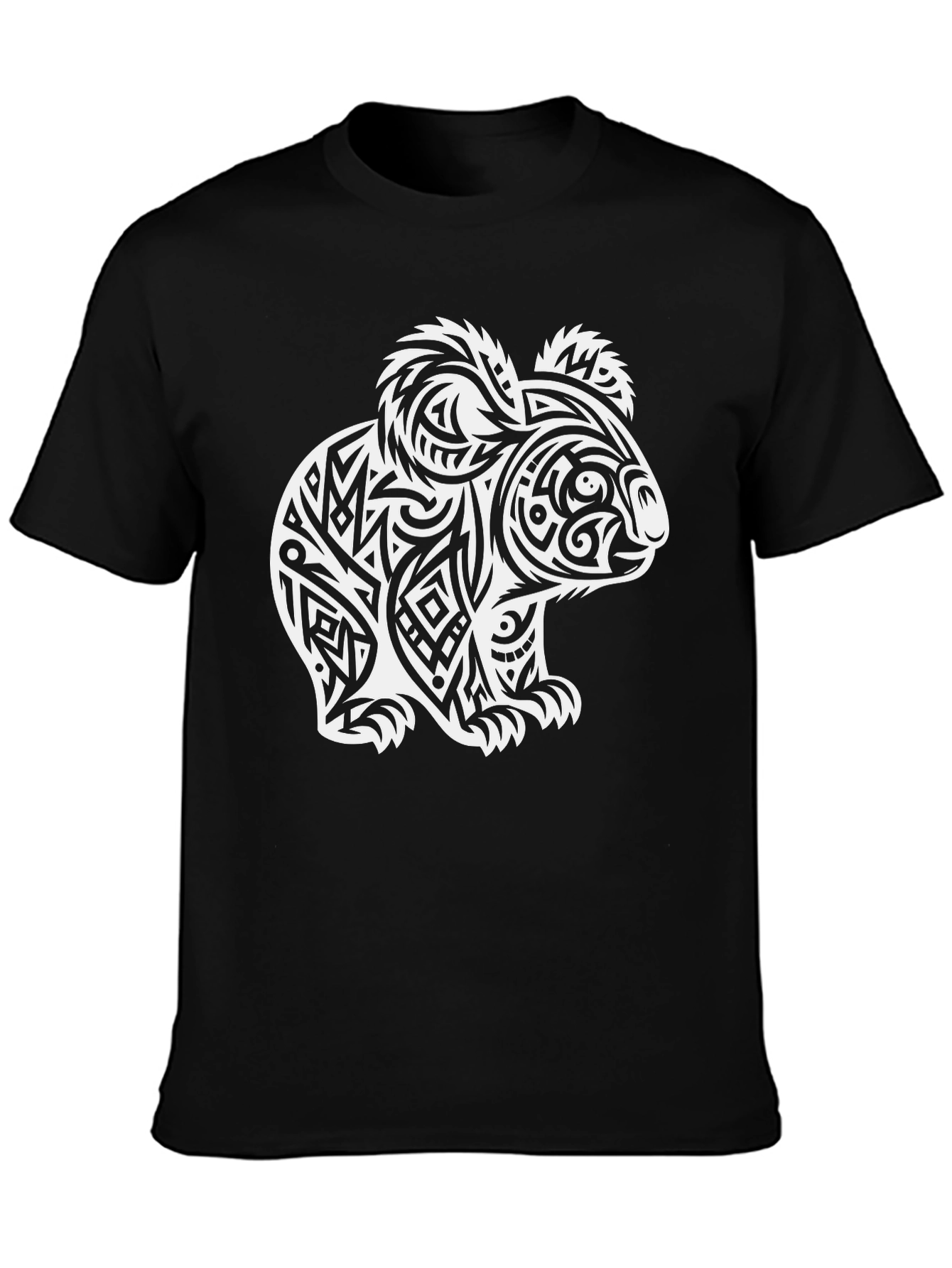 Tribal Koala Bear Black T-Shirt