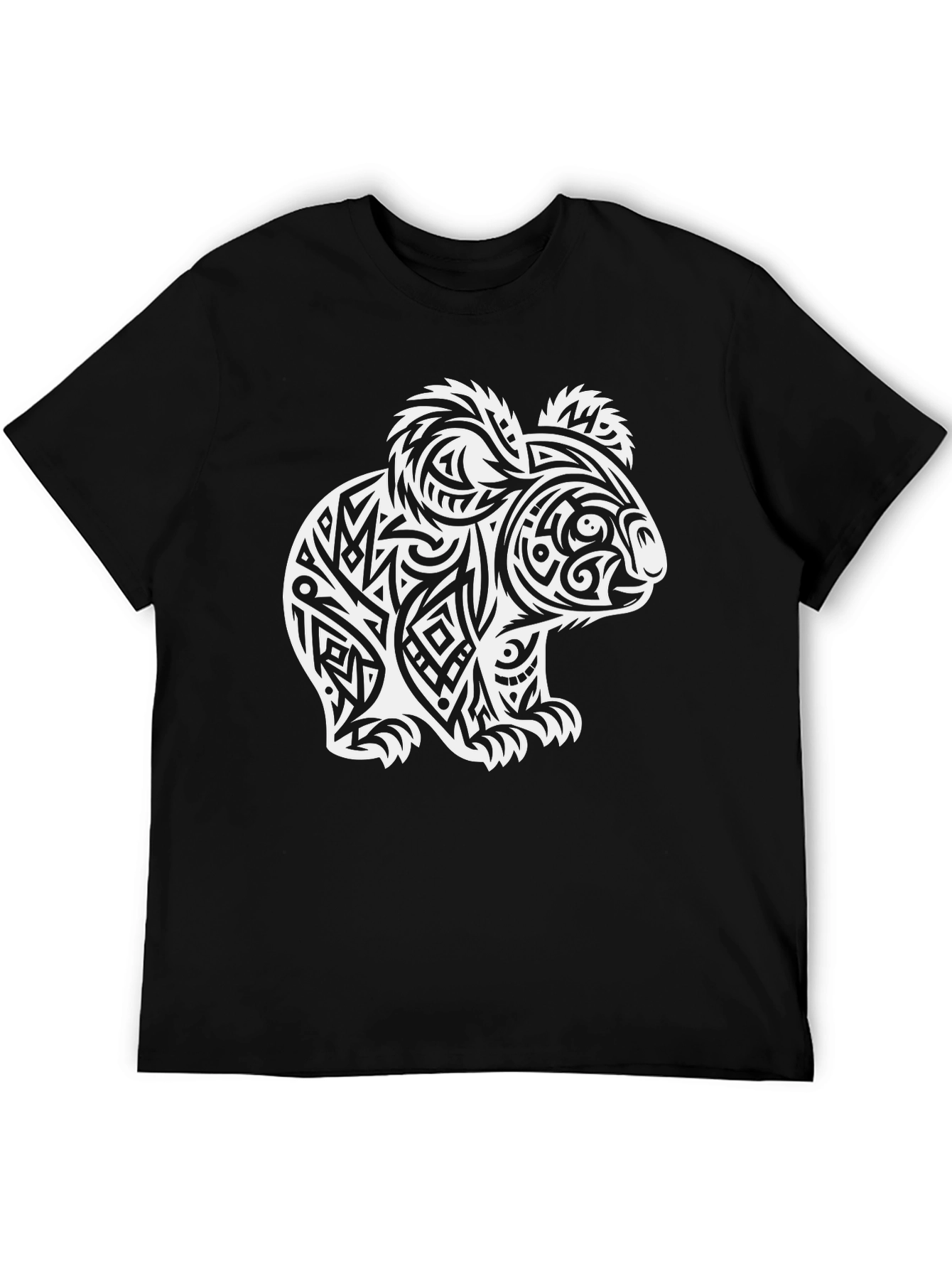 Tribal Koala Bear Black T-Shirt