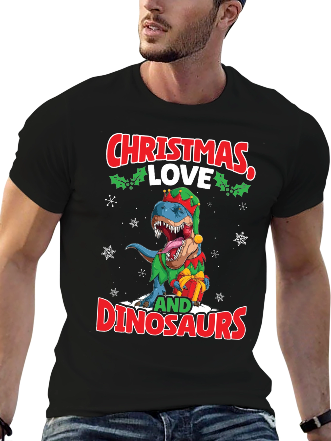 Christmas Love and Dinosaurs T-Shirt