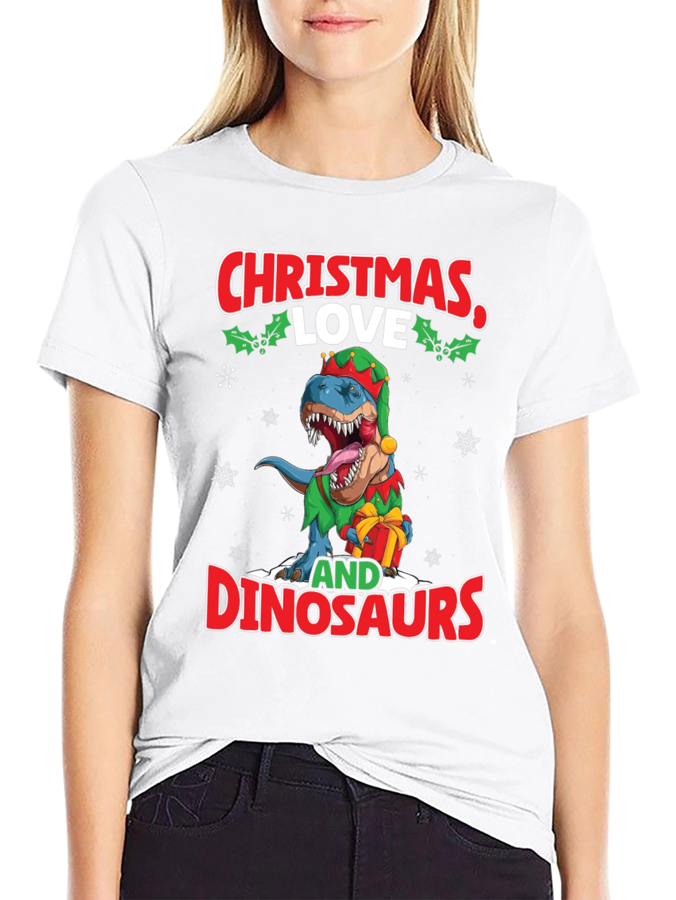Christmas Love and Dinosaurs T-Shirt