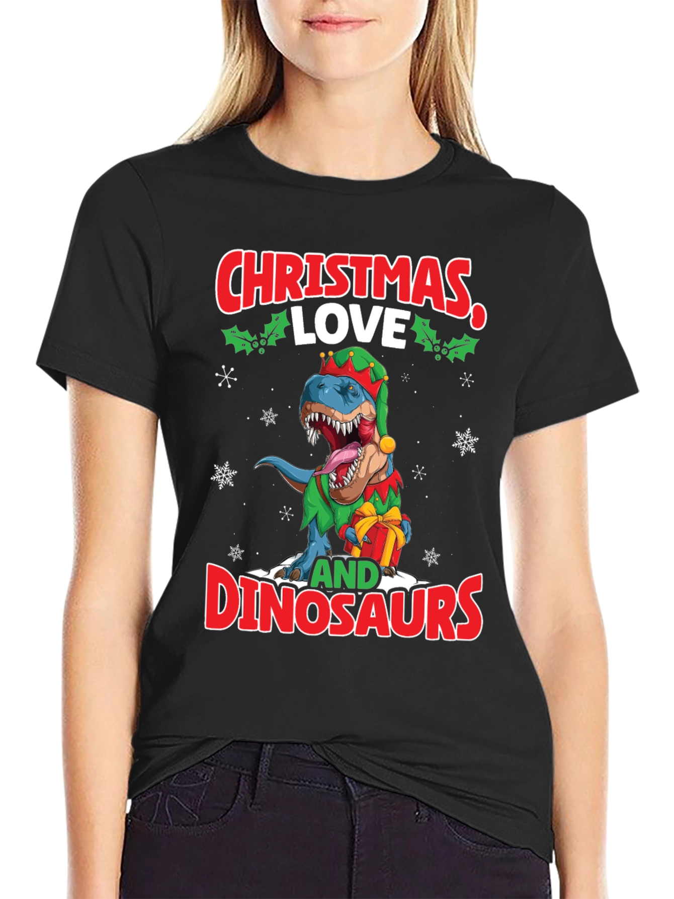 Christmas Love and Dinosaurs T-Shirt