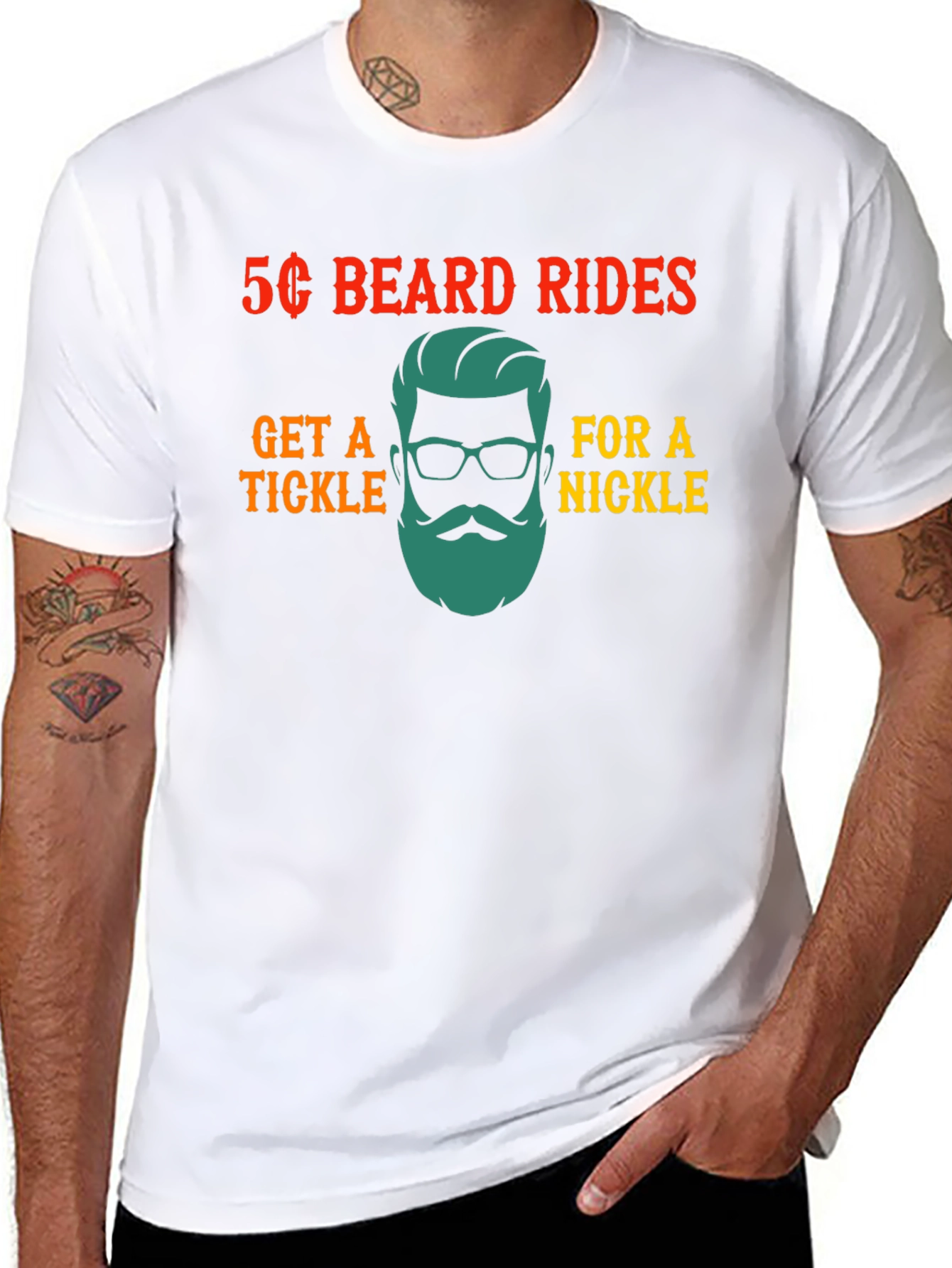 5 Cent Beard Rides Funny Graphic T-Shirt