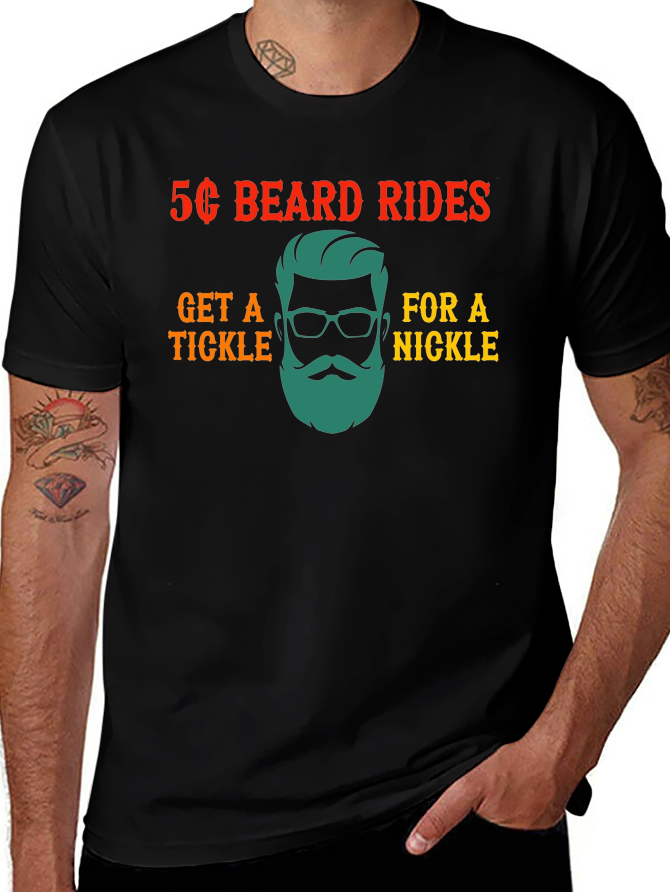 5 Cent Beard Rides Funny Graphic T-Shirt