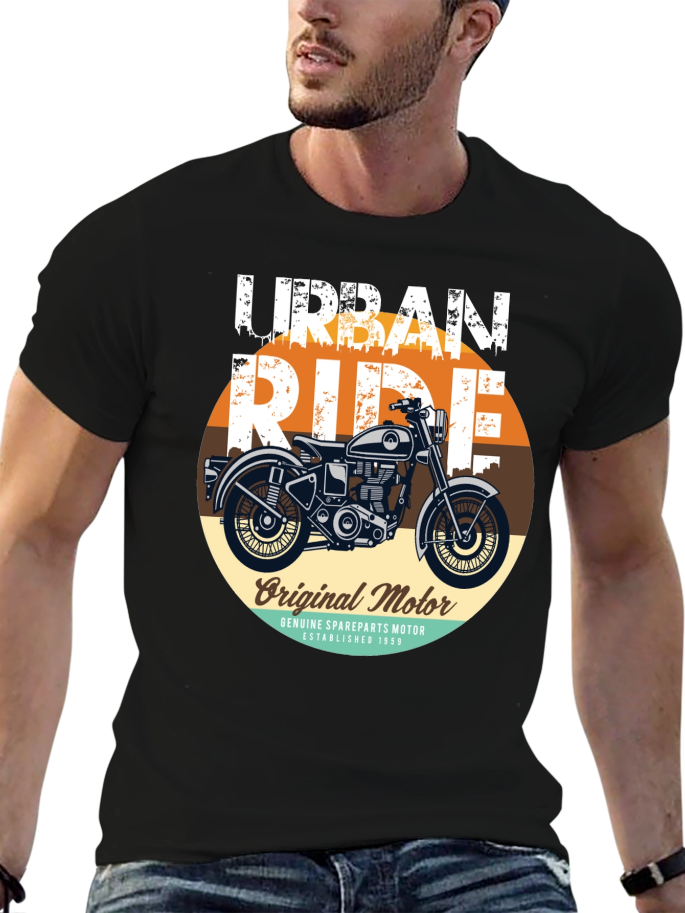 Urban Ride Motorcycle Graphic T-Shirt