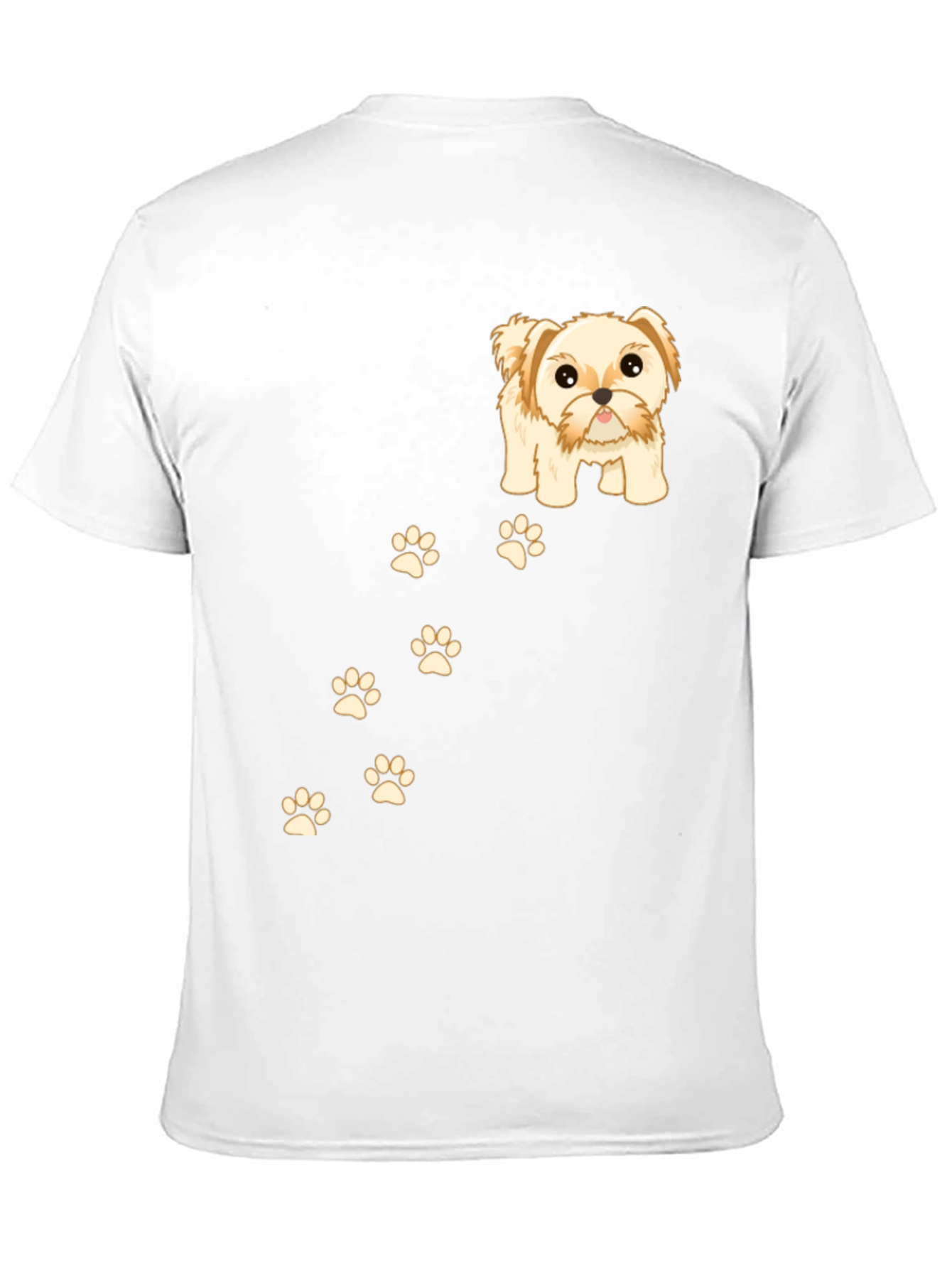 Cute Dog & Paw Print T-Shirt - Black