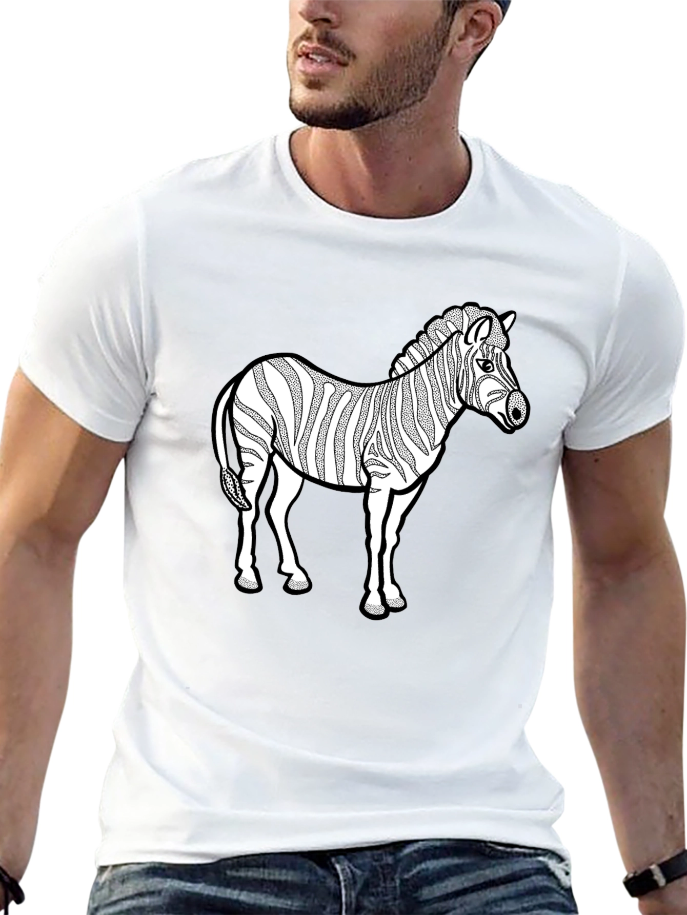 Zebra Graphic Print Black T-Shirt
