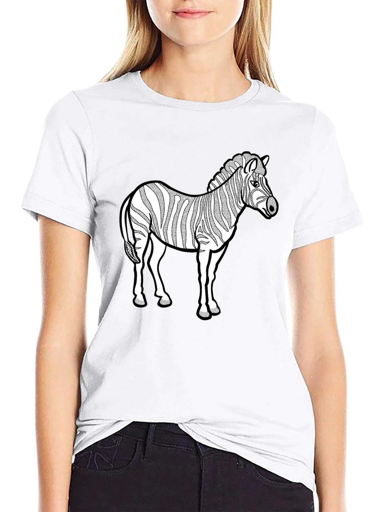 Zebra Graphic Print Black T-Shirt