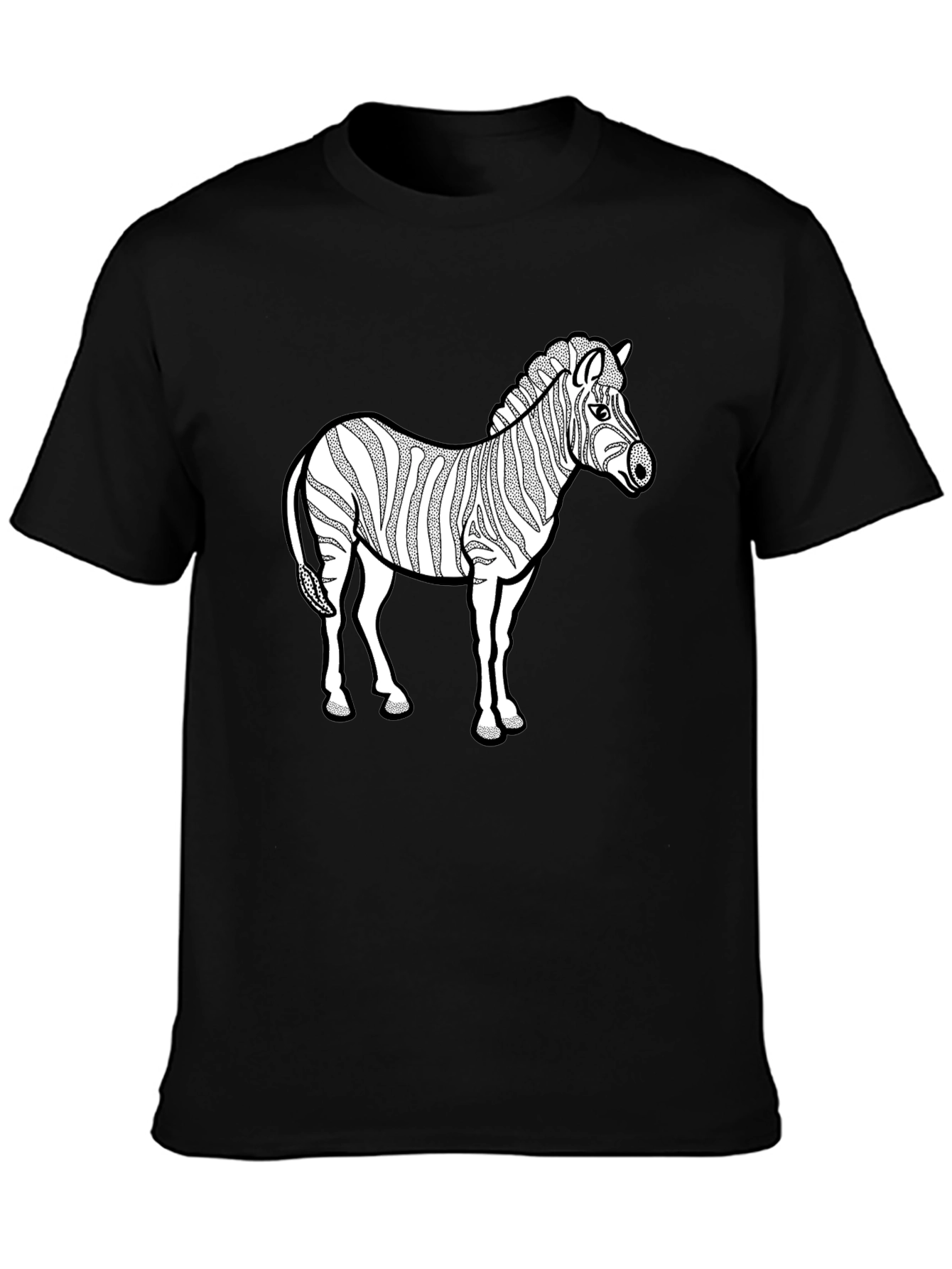 Zebra Graphic Print Black T-Shirt