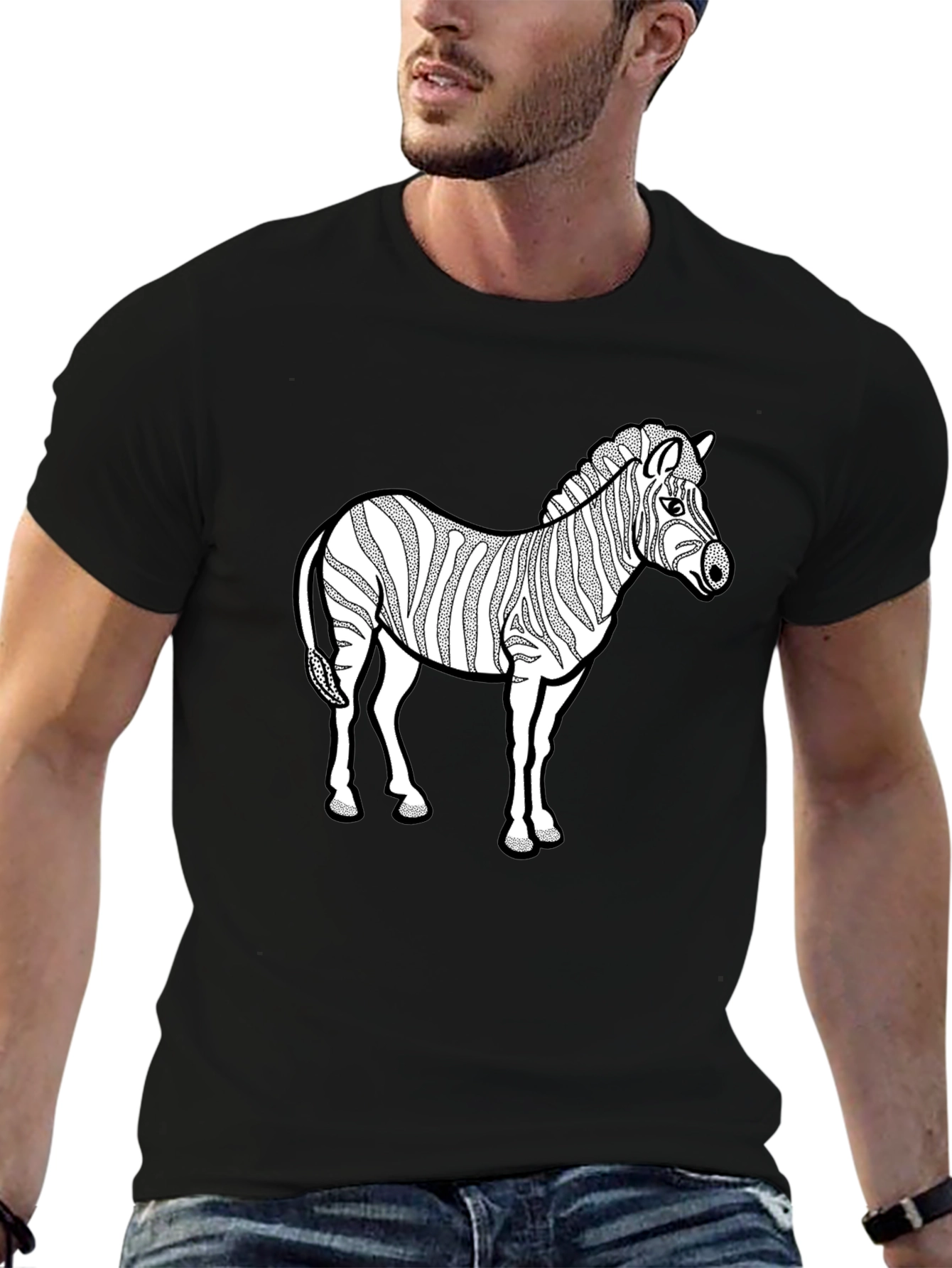 Zebra Graphic Print Black T-Shirt
