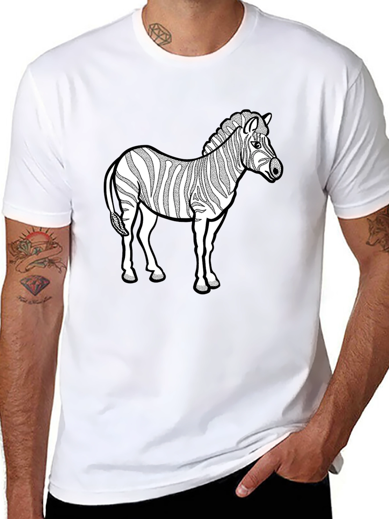 Zebra Graphic Print Black T-Shirt