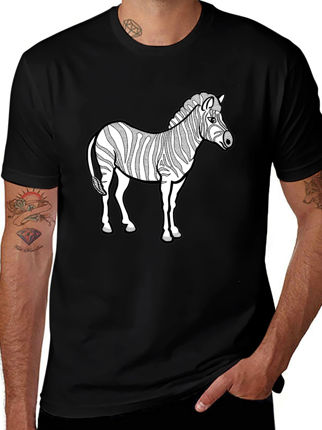 Zebra Graphic Print Black T-Shirt