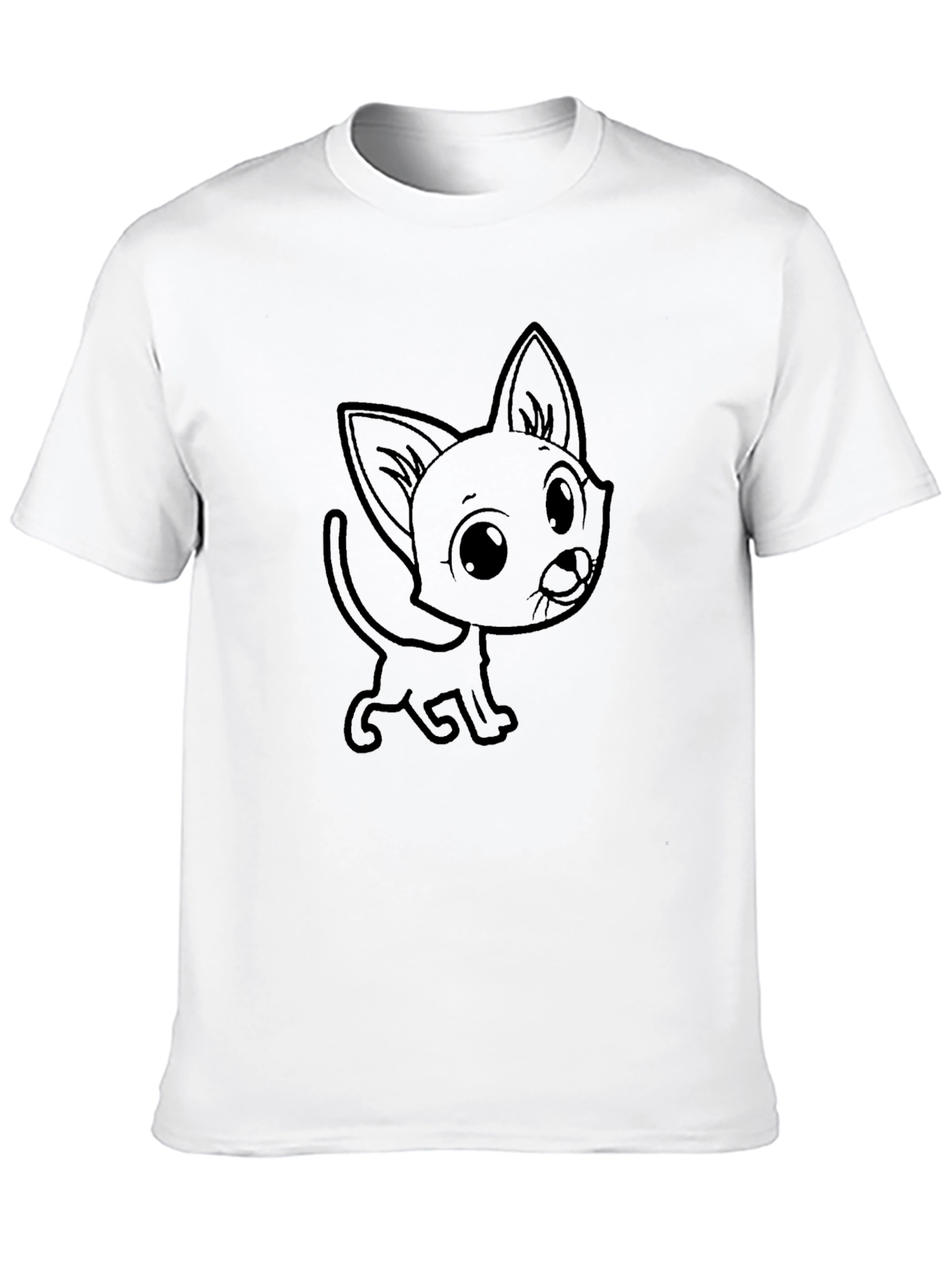 Cute Cartoon Cat Graphic Tee - Unisex Black T-Shirt