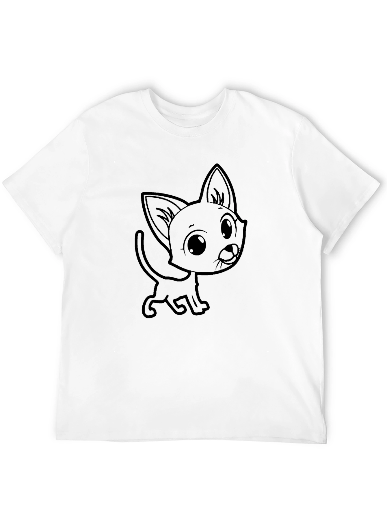 Cute Cartoon Cat Graphic Tee - Unisex Black T-Shirt