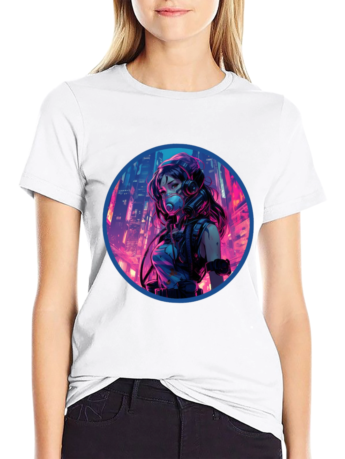 Cyberpunk Anime Graphic Tee - Black