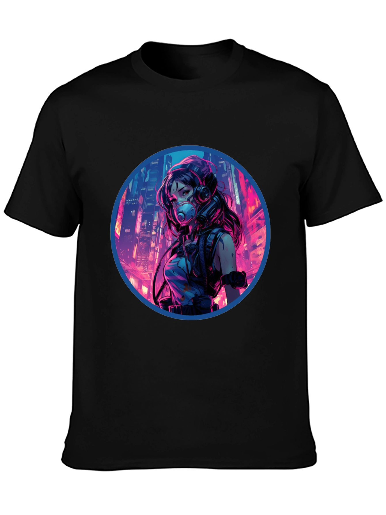 Cyberpunk Anime Graphic Tee - Black