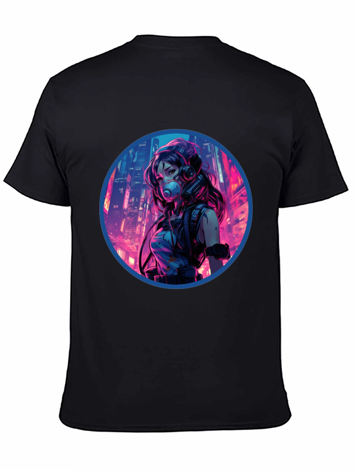 Cyberpunk Anime Graphic Tee - Black