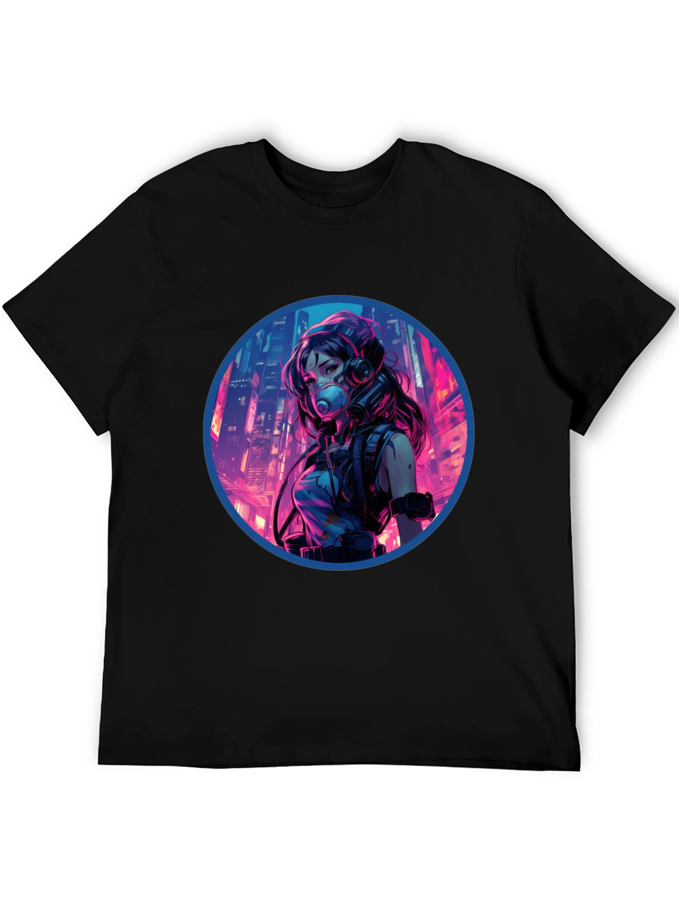 Cyberpunk Anime Graphic Tee - Black