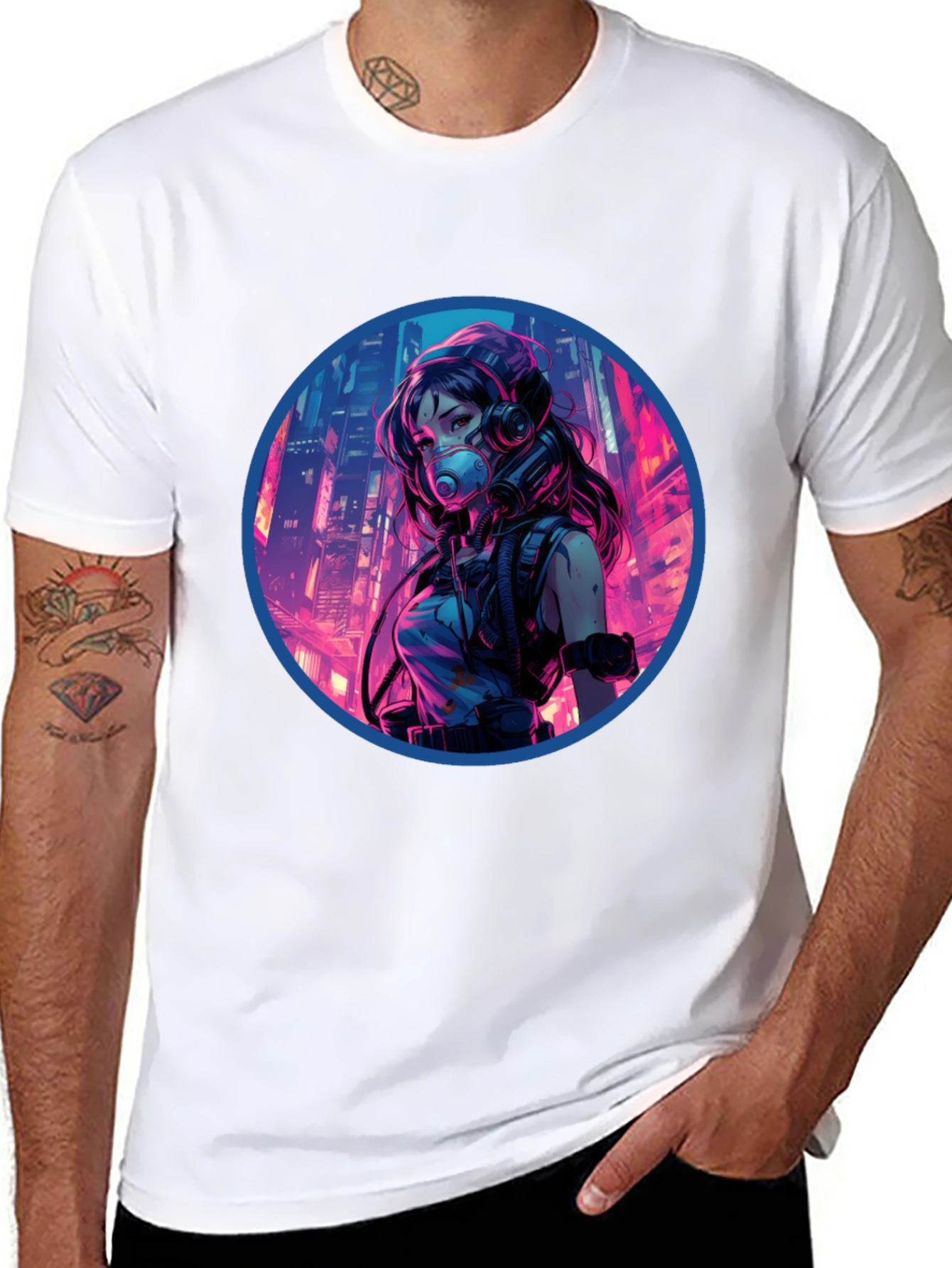 Cyberpunk Anime Graphic Tee - Black