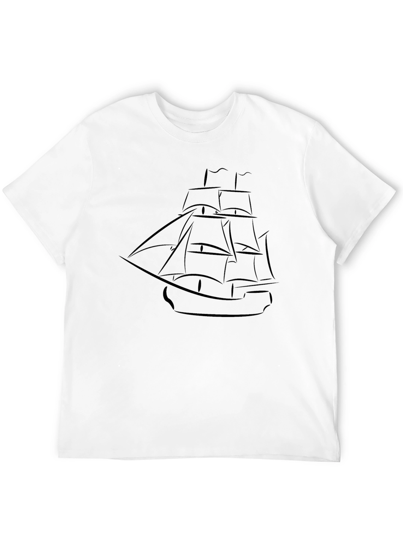Black T-Shirt with Ship Graphic