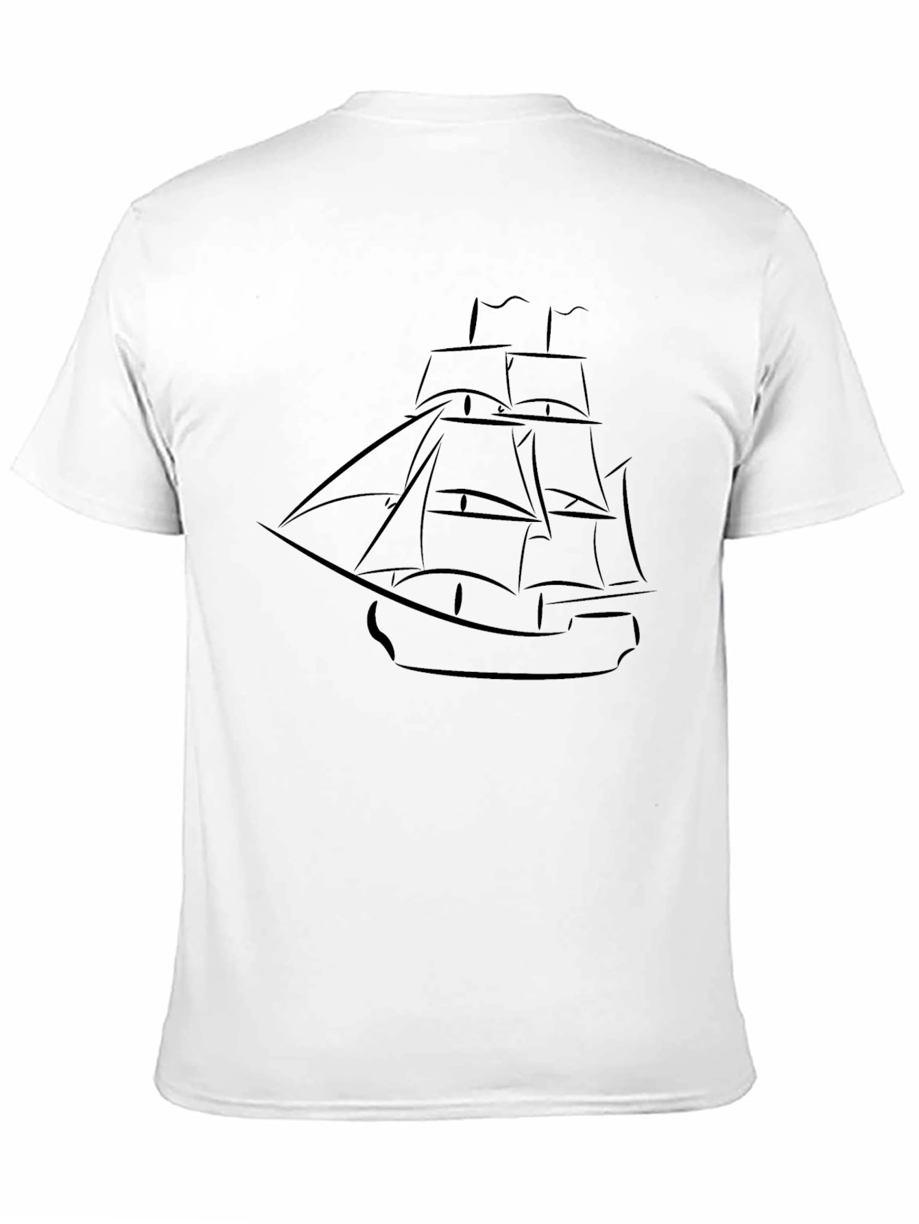 Black T-Shirt with Ship Graphic